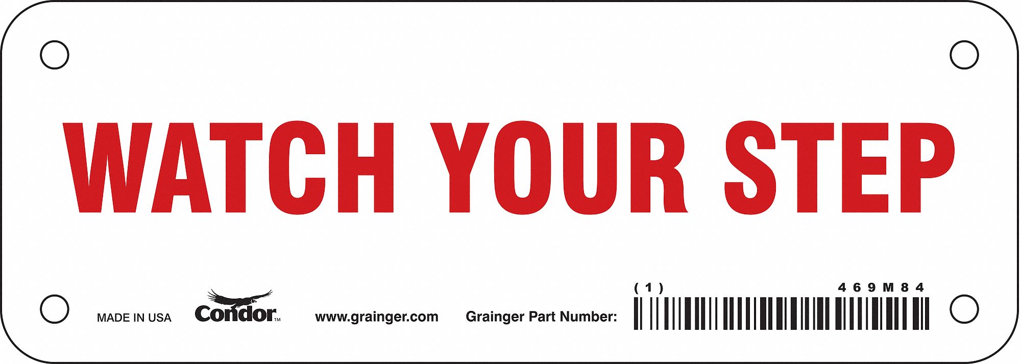 Safety Sign, 2.5in x 7in, Aluminum