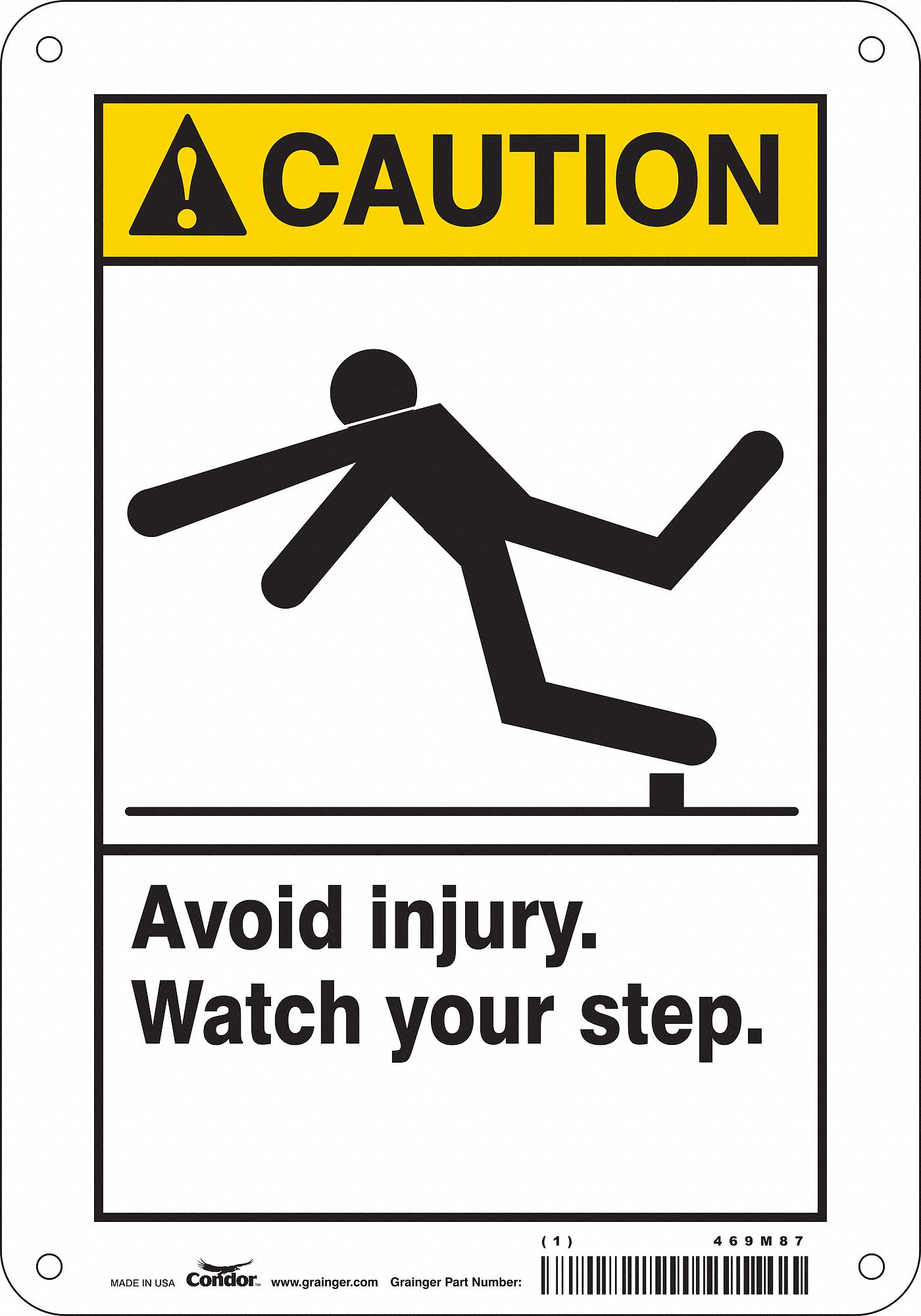 Safety Sign: Aluminum, Mounting Holes Sign Mounting, 10 in x 7 in Nominal Sign Size, 0.032 in Thick