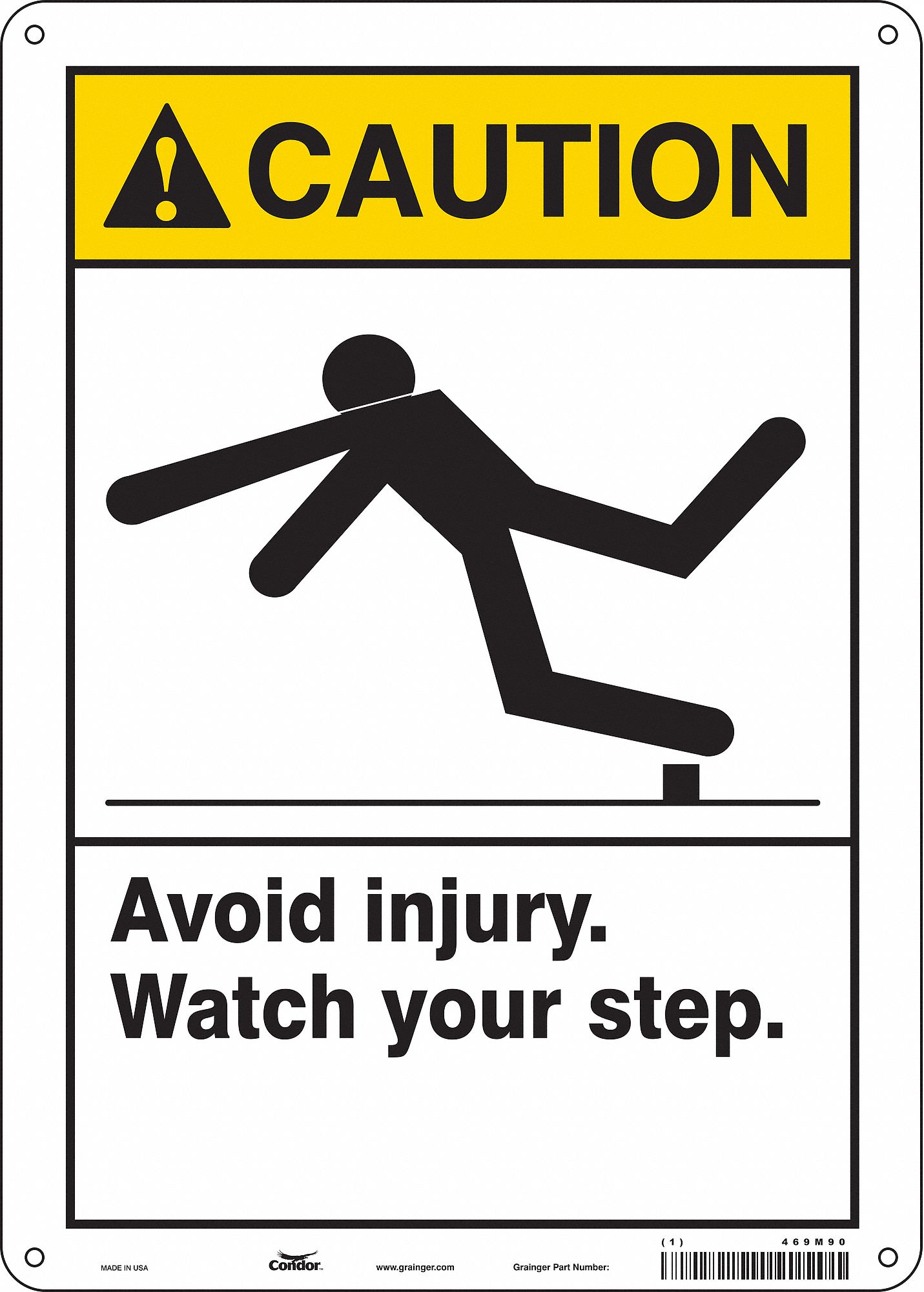 Safety Sign: Polyethylene, Mounting Holes Sign Mounting, 14 in x 10 in Nominal Sign Size