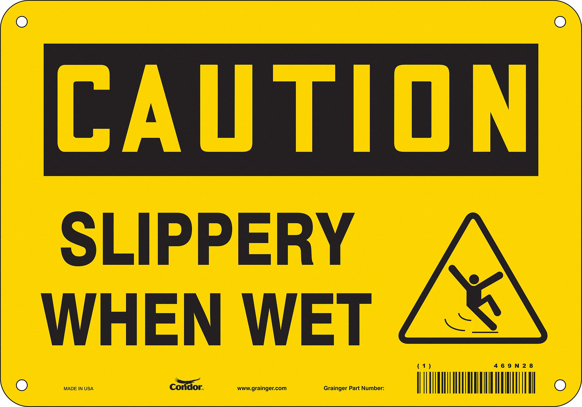 Safety Sign: Aluminum, Mounting Holes Sign Mounting, 7 in x 10 in Nominal Sign Size, 0.032 in Thick