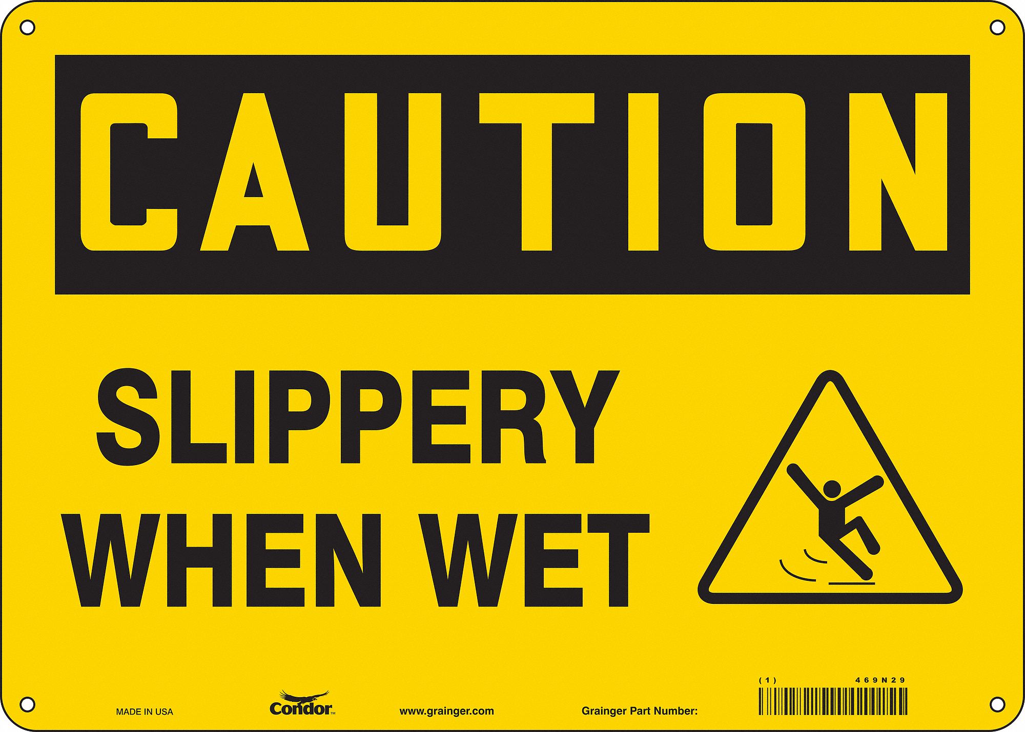 Safety Sign: Aluminum, Mounting Holes Sign Mounting, 10 in x 14 in Nominal Sign Size, 0.032 in Thick