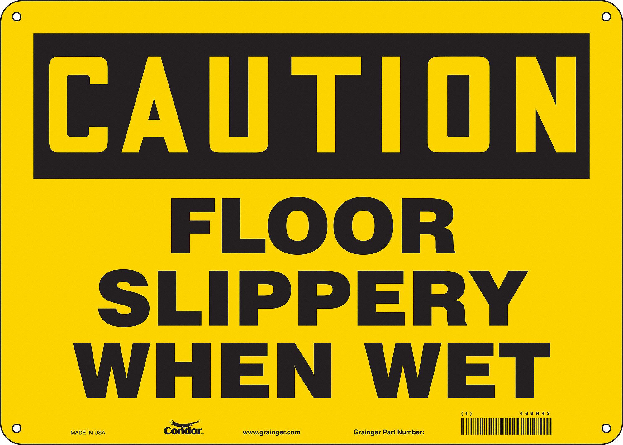 Safety Sign: Polyethylene, Mounting Holes Sign Mounting, 10 in x 14 in Nominal Sign Size, Caution