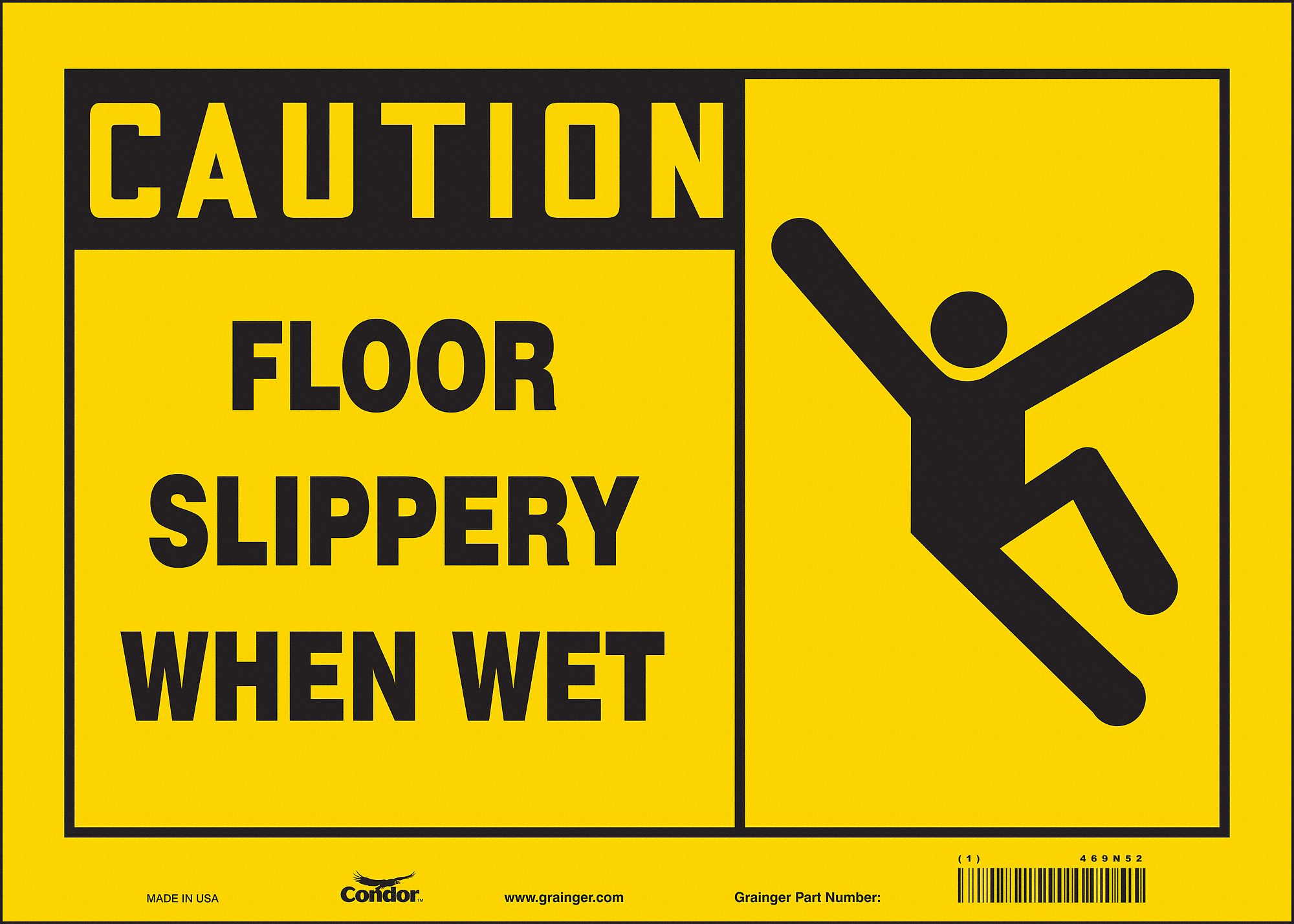 Safety Sign: Vinyl, Adhesive Sign Mounting, 10 in x 14 in Nominal Sign Size, Not Retroreflective