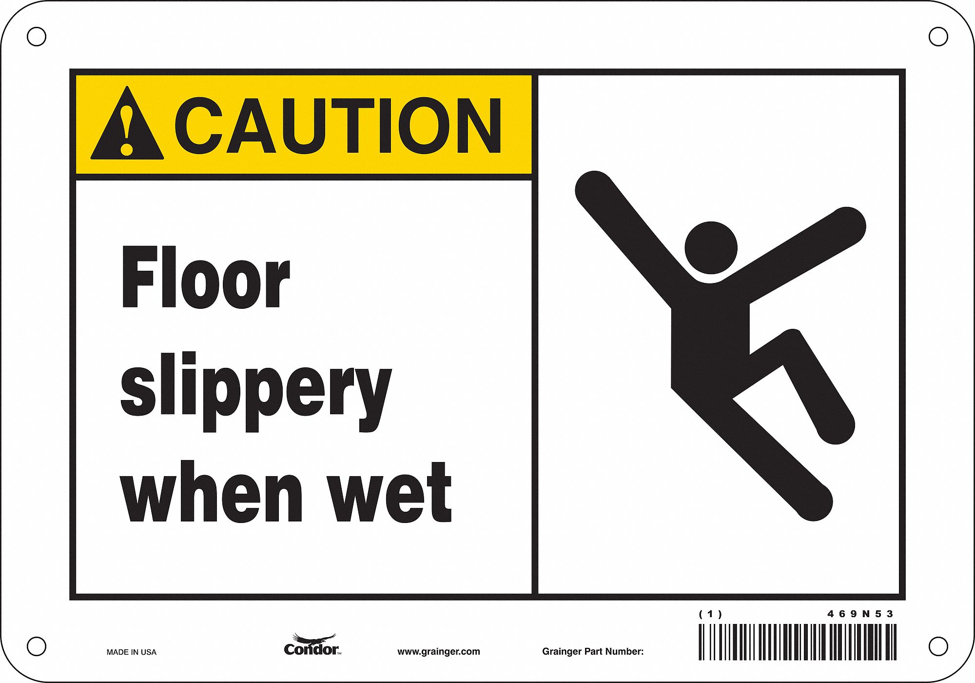 Safety Sign: Aluminum, Mounting Holes Sign Mounting, 7 in x 10 in Nominal Sign Size, 0.032 in Thick