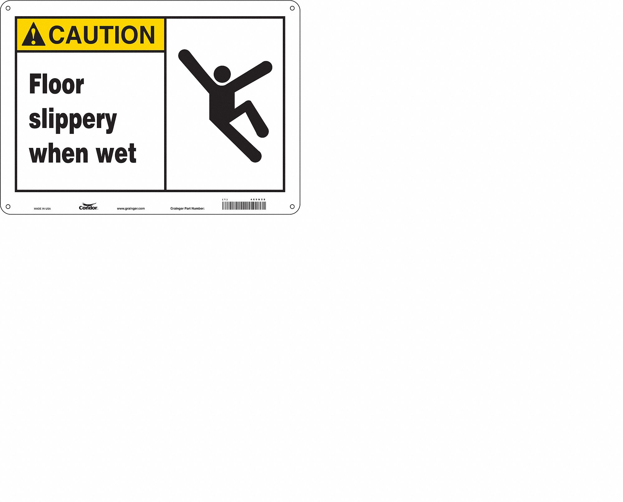 Safety Sign: Polyethylene, Mounting Holes Sign Mounting, 10 in x 14 in Nominal Sign Size, Caution