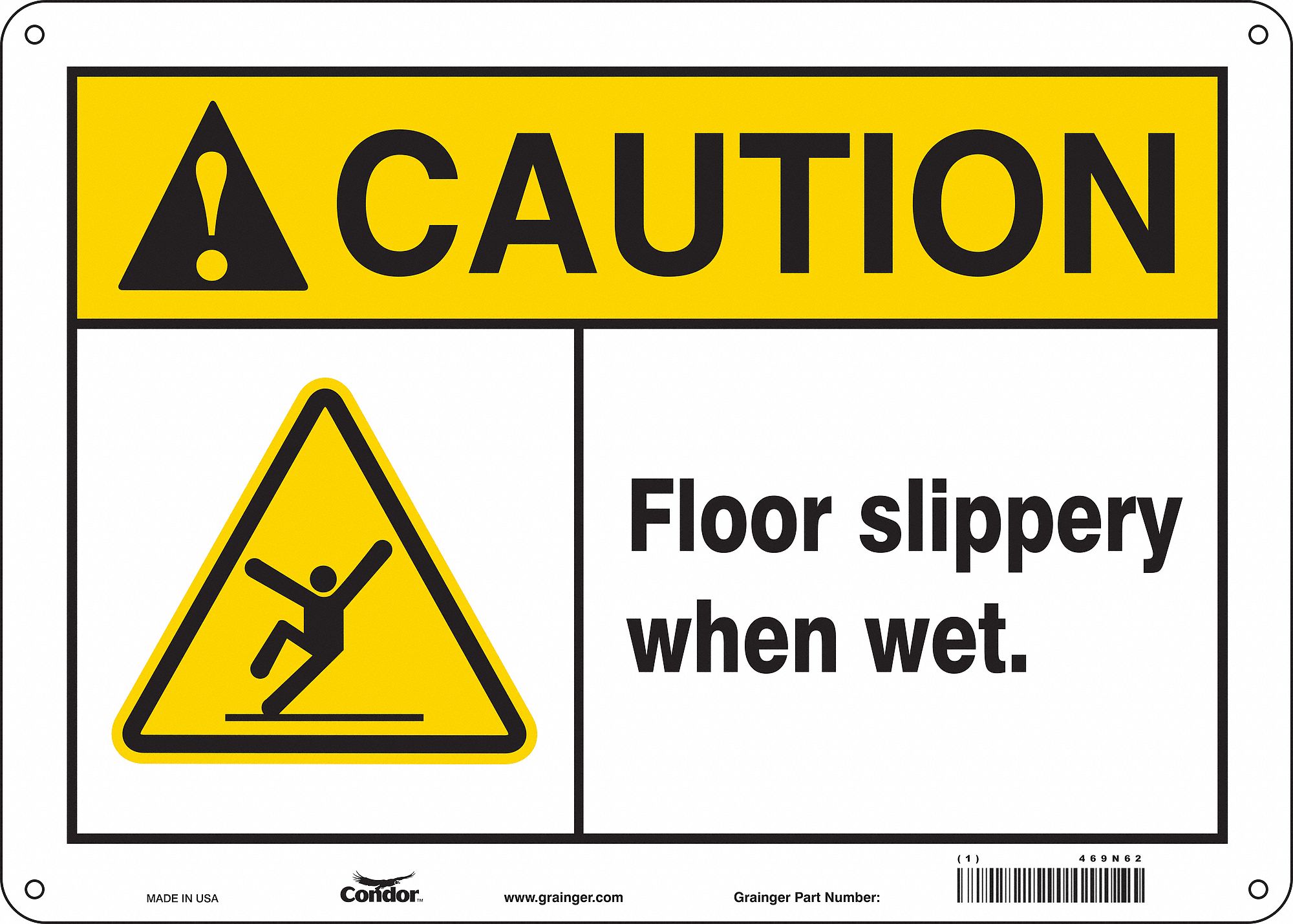 Safety Sign: Aluminum, Mounting Holes Sign Mounting, 10 in x 14 in Nominal Sign Size, 0.032 in Thick