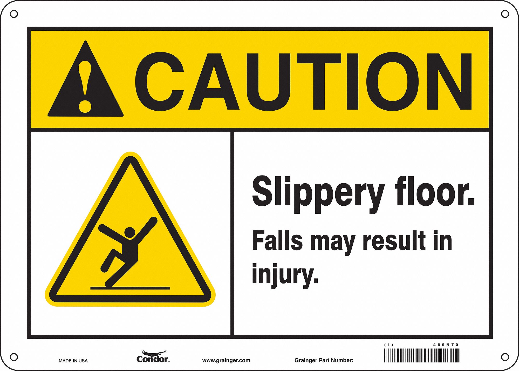 Safety Sign: Polyethylene, Mounting Holes Sign Mounting, 10 in x 14 in Nominal Sign Size, Caution