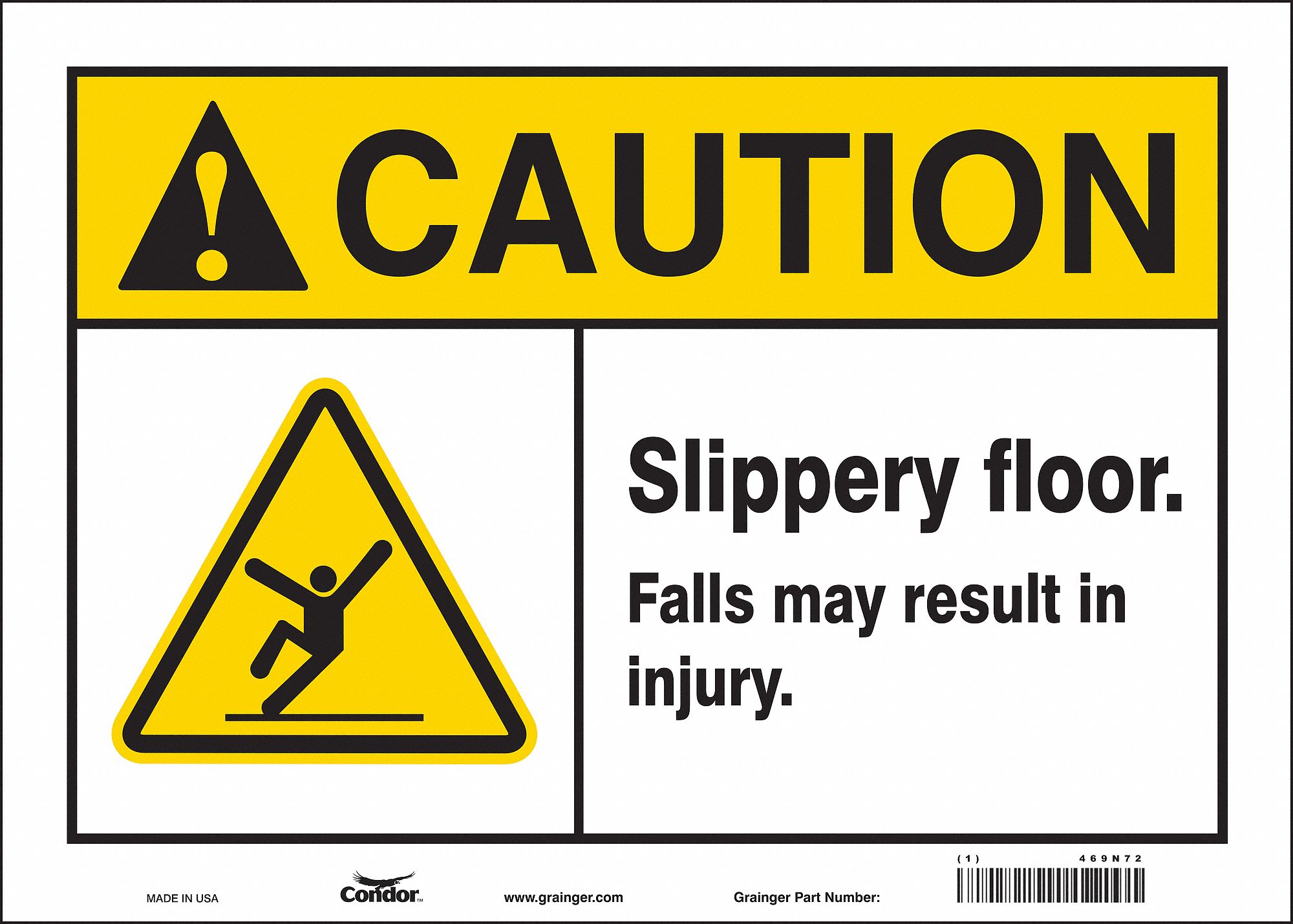 Safety Sign: Vinyl, Adhesive Sign Mounting, 10 in x 14 in Nominal Sign Size, Not Retroreflective