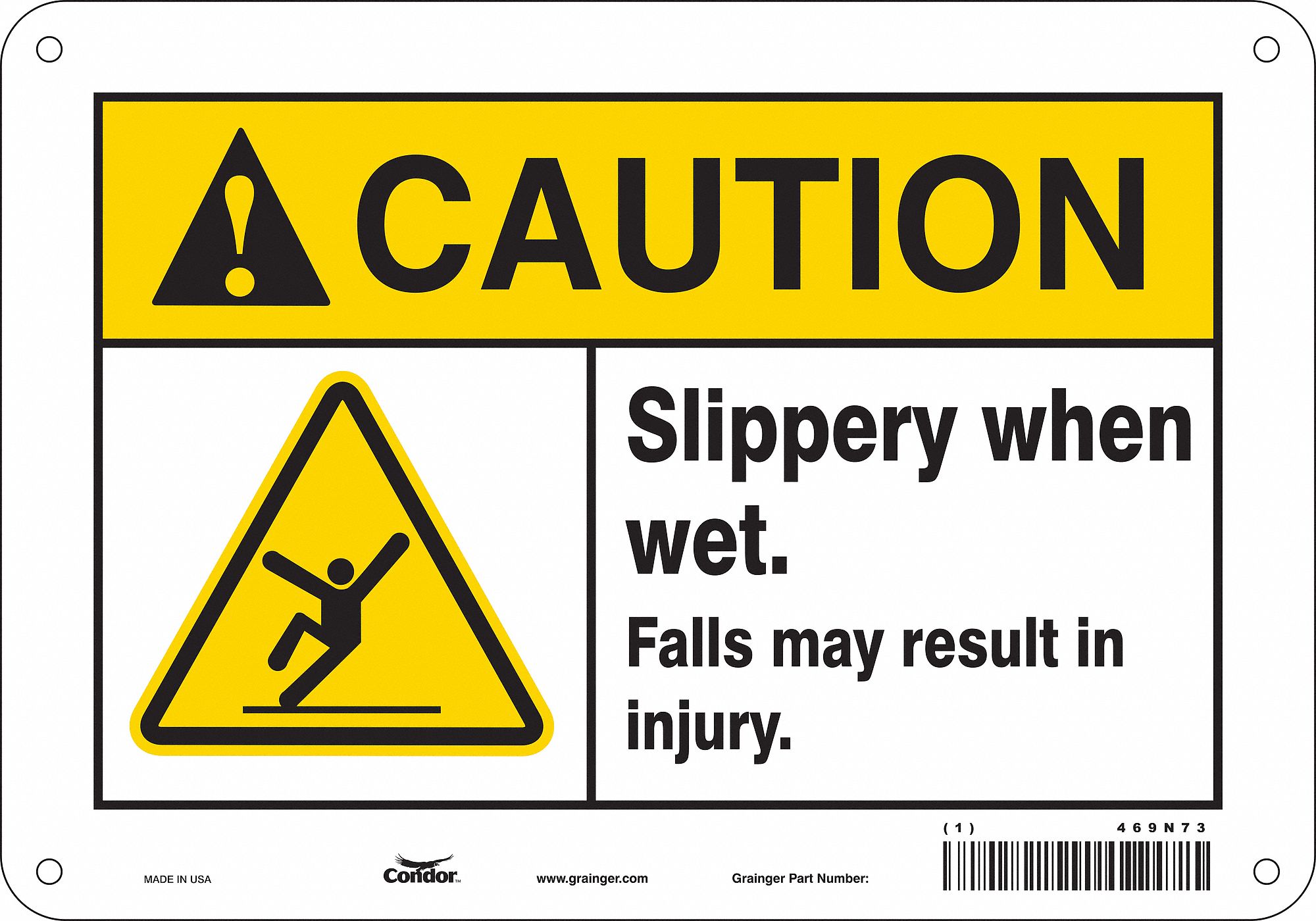 Safety Sign: Aluminum, Mounting Holes Sign Mounting, 7 in x 10 in Nominal Sign Size, 0.032 in Thick