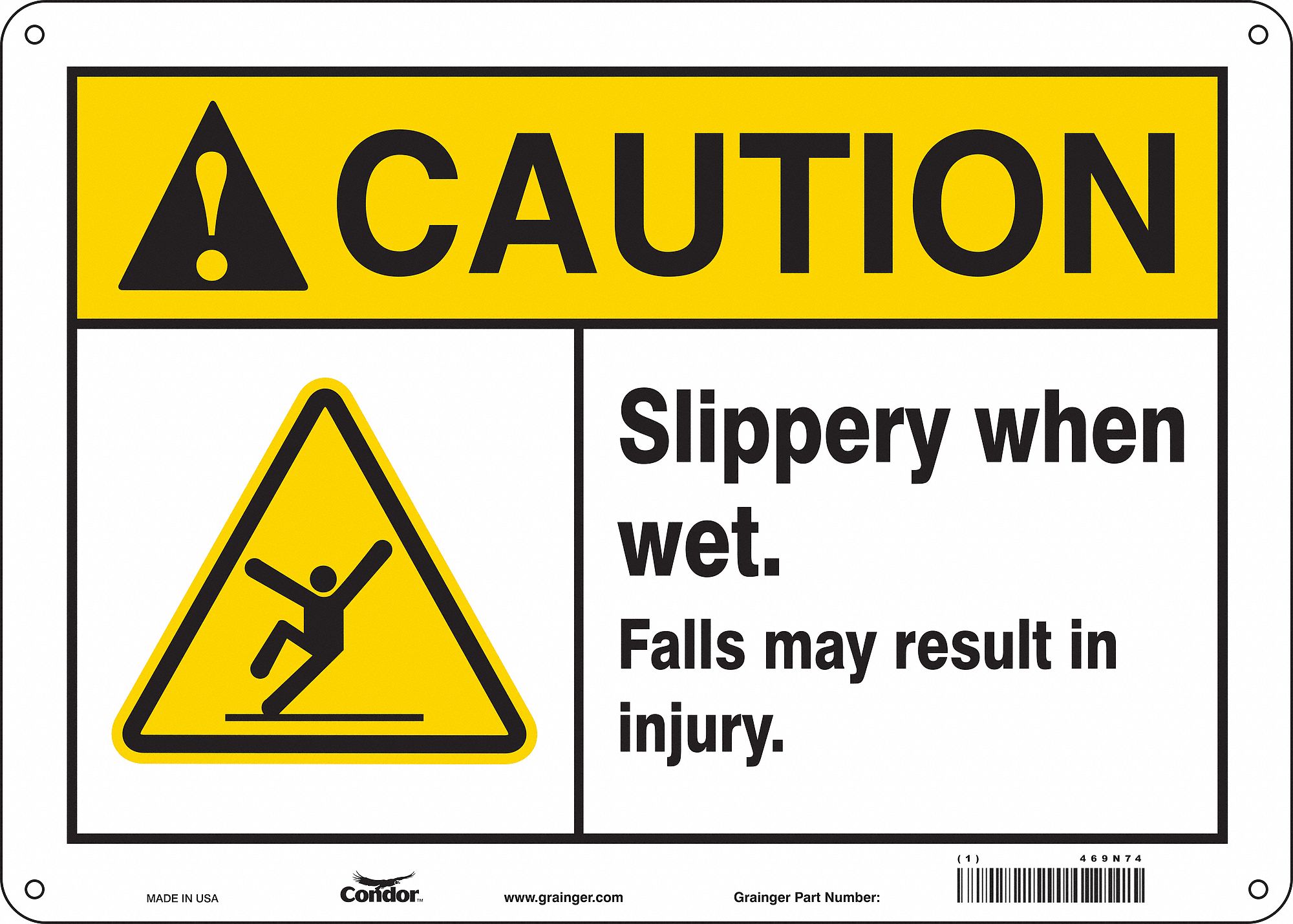 Safety Sign: Aluminum, Mounting Holes Sign Mounting, 10 in x 14 in Nominal Sign Size, 0.032 in Thick
