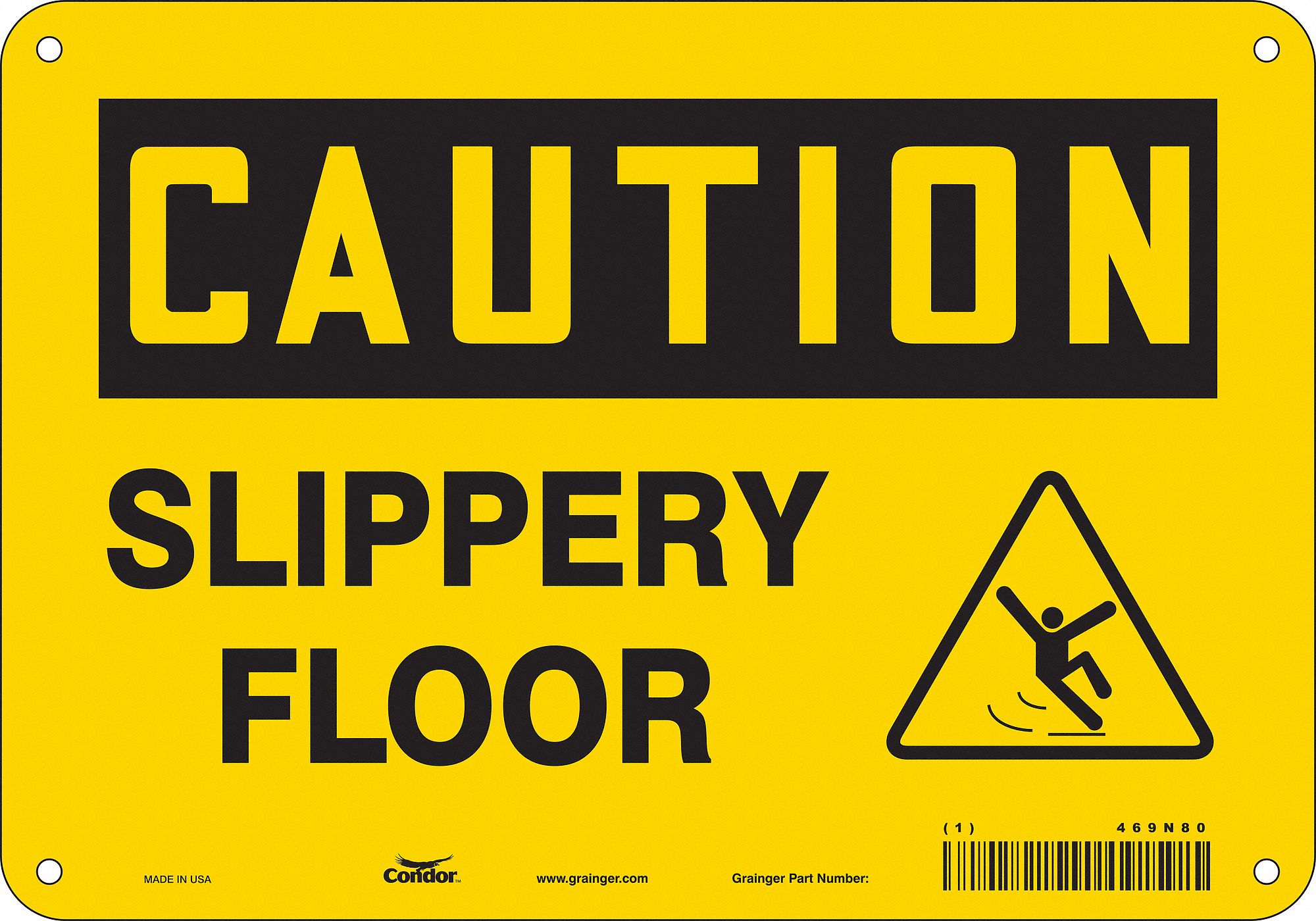Safety Sign: Aluminum, Mounting Holes Sign Mounting, 7 in x 10 in Nominal Sign Size, 0.032 in Thick