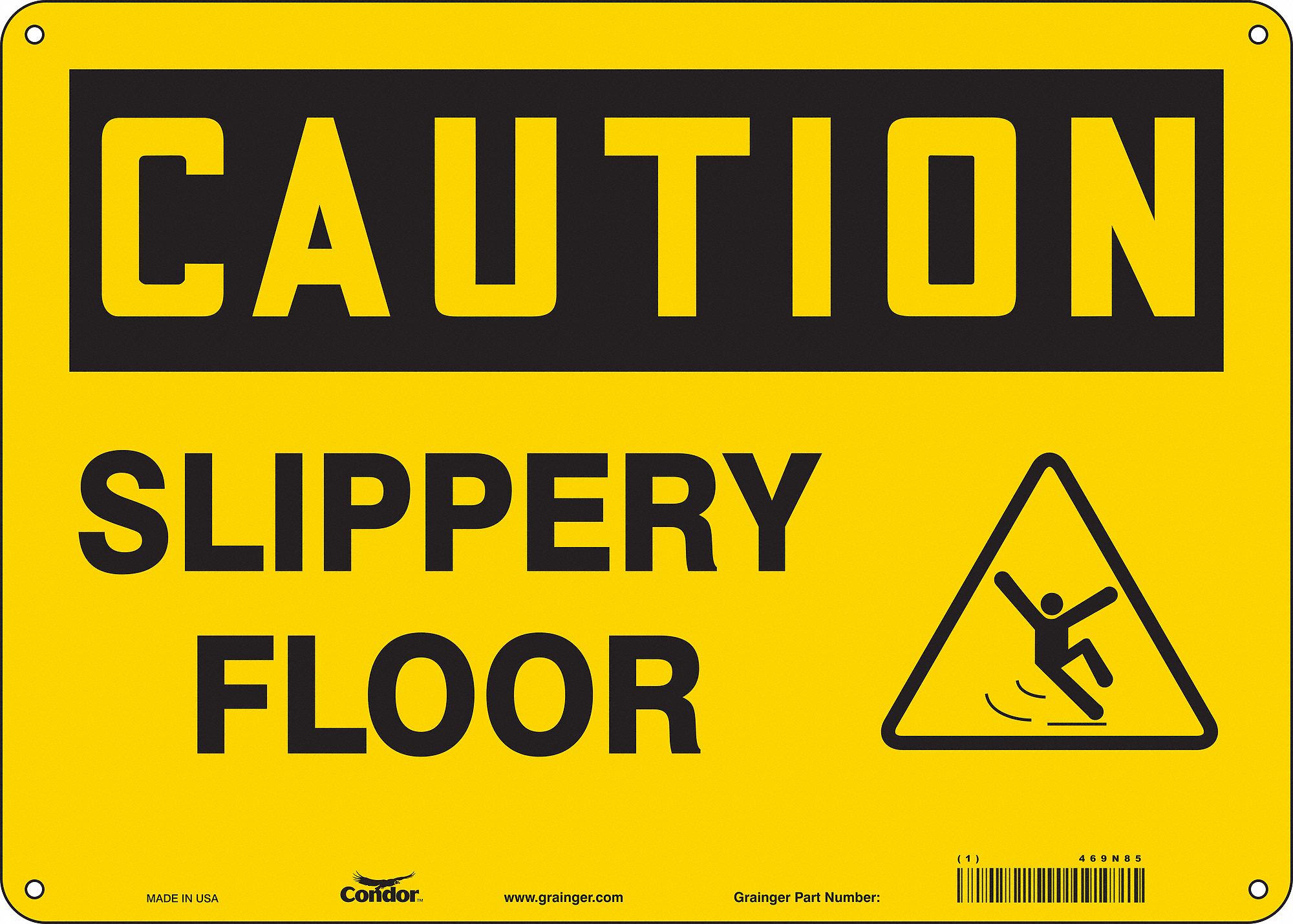 Safety Sign: Polyethylene, Mounting Holes Sign Mounting, 10 in x 14 in Nominal Sign Size, Caution
