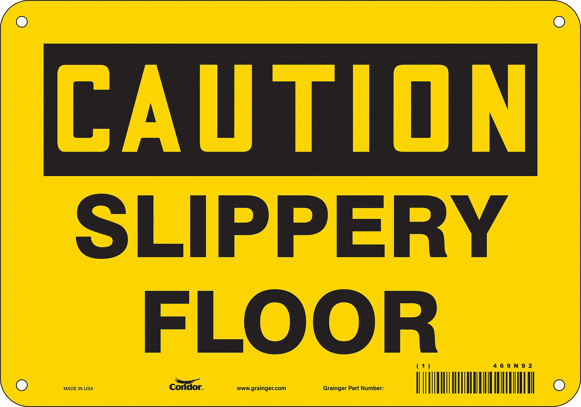 Safety Sign: Polyethylene, Mounting Holes Sign Mounting, 7 in x 10 in Nominal Sign Size, Caution