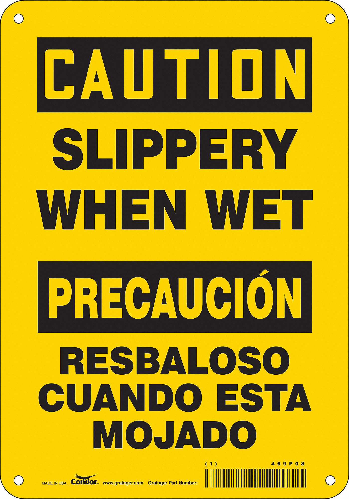 Safety Sign: Polyethylene, Mounting Holes Sign Mounting, 10 in x 7 in Nominal Sign Size, Wall