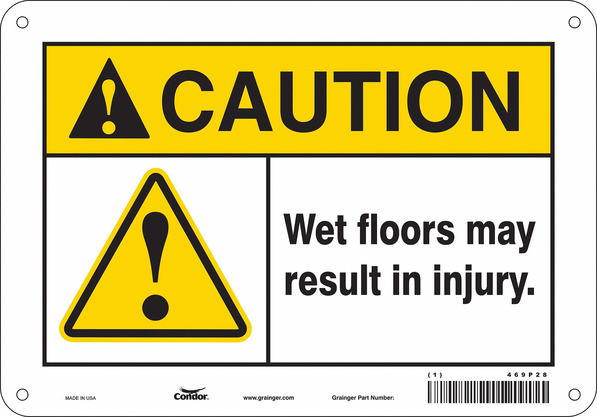 Safety Sign: Aluminum, Mounting Holes Sign Mounting, 7 in x 10 in Nominal Sign Size, 0.032 in Thick