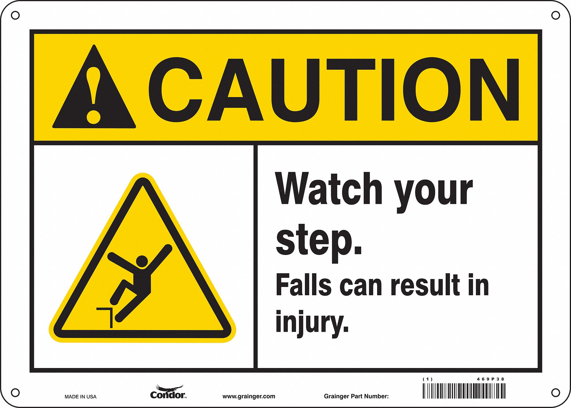 Safety Sign: Polyethylene, Mounting Holes Sign Mounting, 10 in x 14 in Nominal Sign Size, Caution
