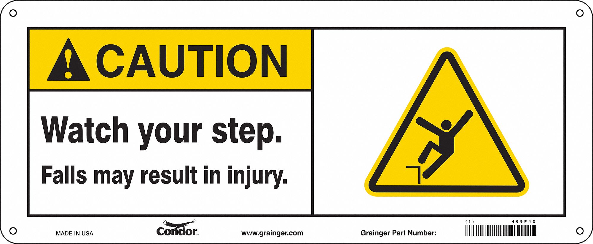 Safety Sign, 7 in x 17 in, Aluminum