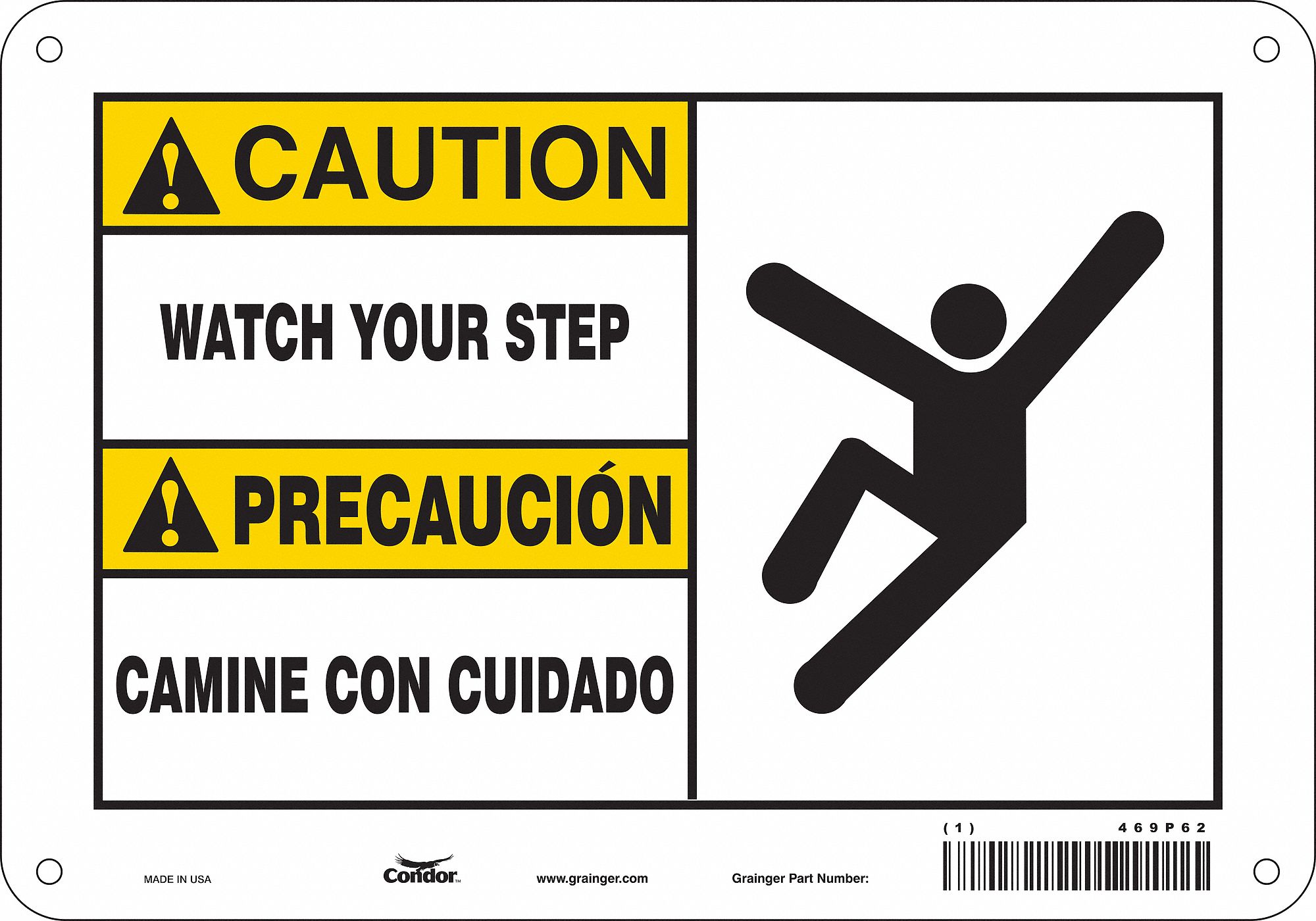Safety Sign: Aluminum, Mounting Holes Sign Mounting, 10 in x 14 in Nominal Sign Size, 0.032 in Thick