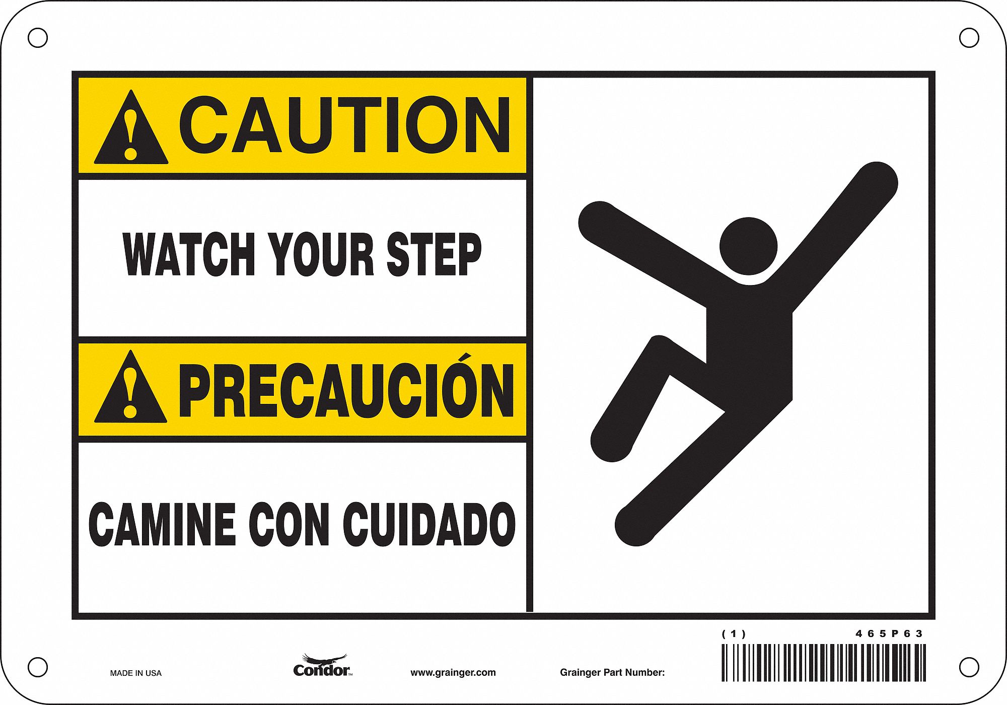 Safety Sign: Polyethylene, Mounting Holes Sign Mounting, 7 in x 10 in Nominal Sign Size, Wall