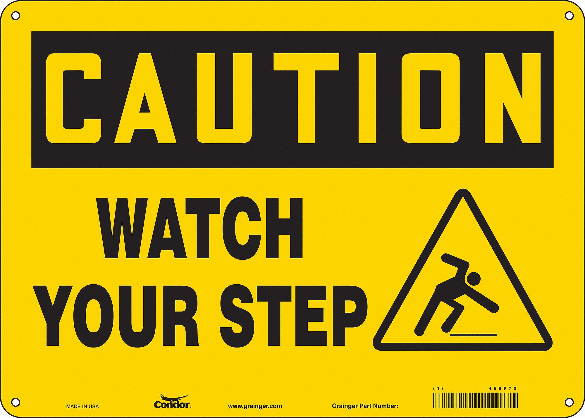 Safety Sign: Polyethylene, Mounting Holes Sign Mounting, 10 in x 14 in Nominal Sign Size, Caution