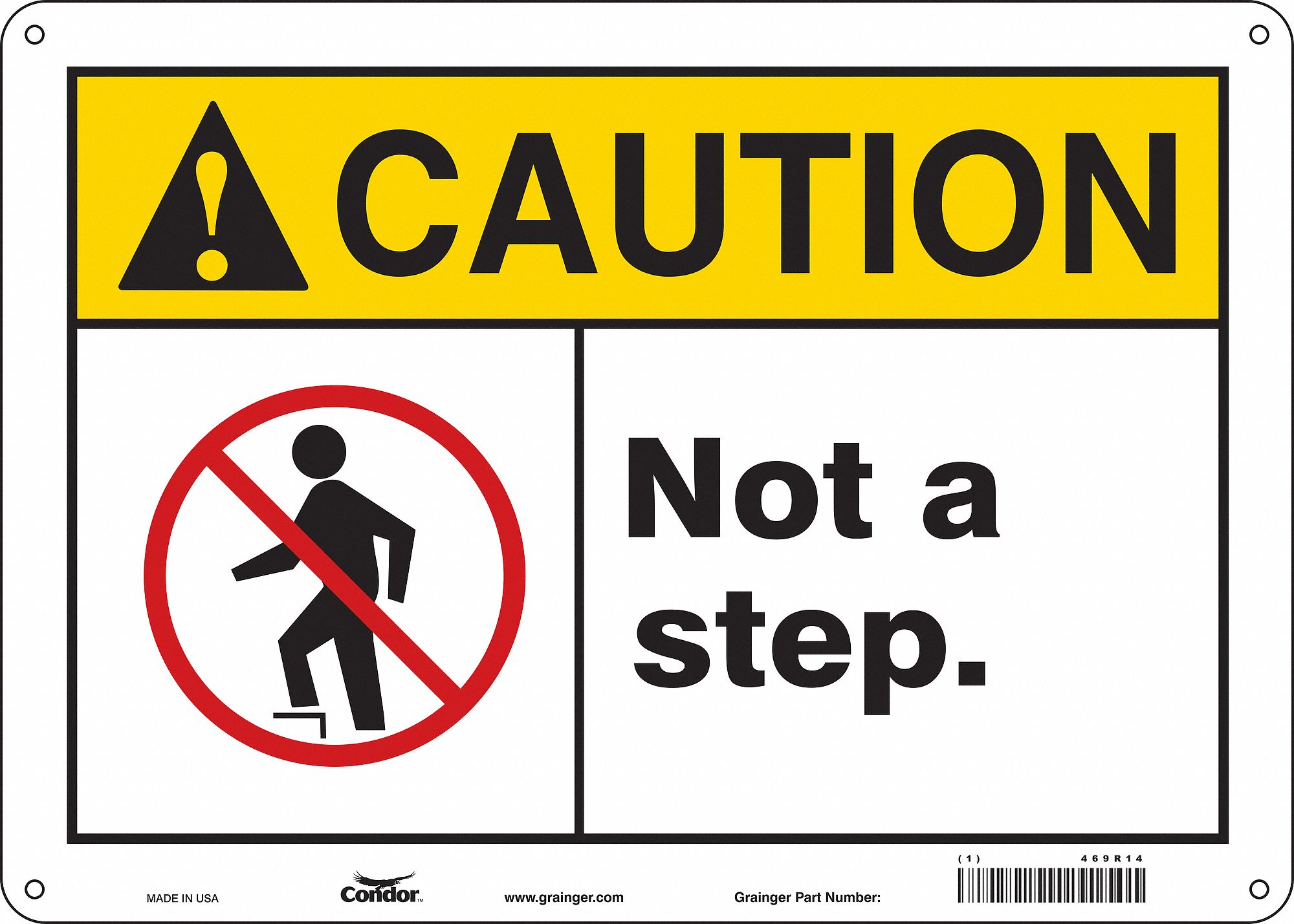 Safety Sign: Polyethylene, Mounting Holes Sign Mounting, 10 in x 14 in Nominal Sign Size, Caution