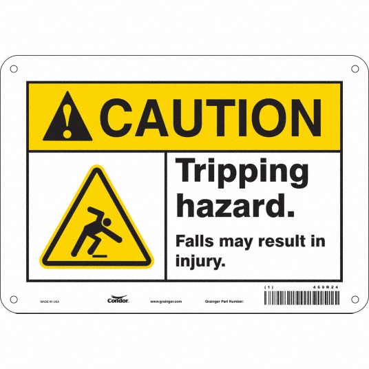 Condor Safety Sign: Aluminum, Mounting Holes Sign Mounting, 7 In X 10 