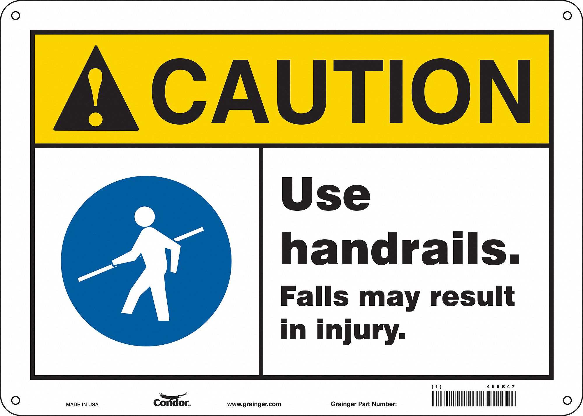 Safety Sign: Aluminum, Mounting Holes Sign Mounting, 10 in x 14 in Nominal Sign Size, 0.032 in Thick