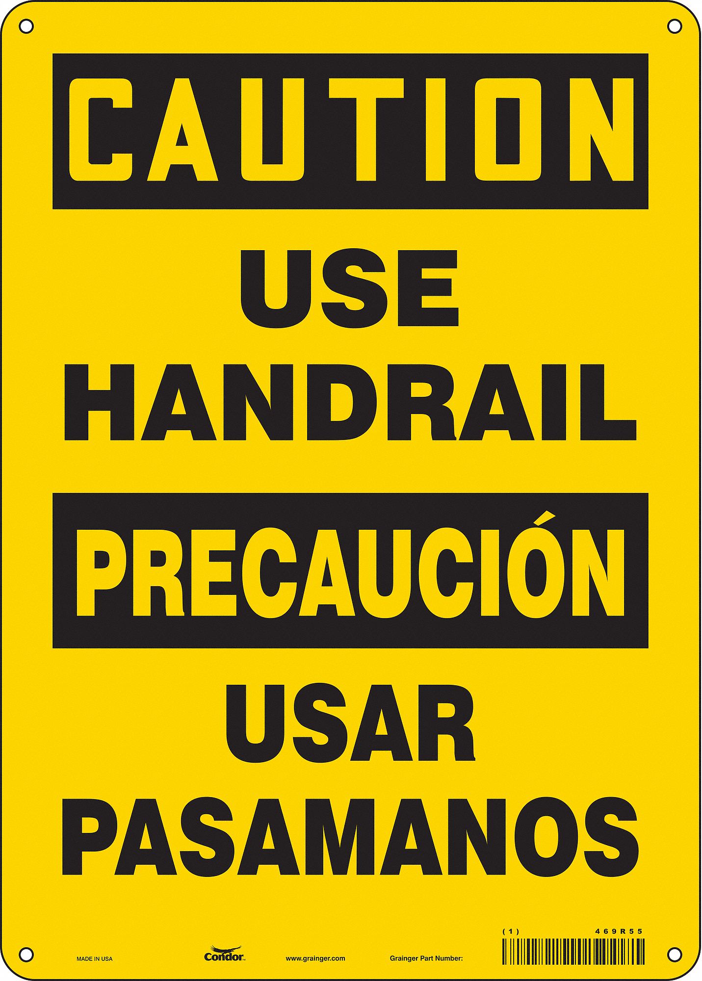 Safety Sign: Polyethylene, Mounting Holes Sign Mounting, 14 in x 10 in Nominal Sign Size, Wall