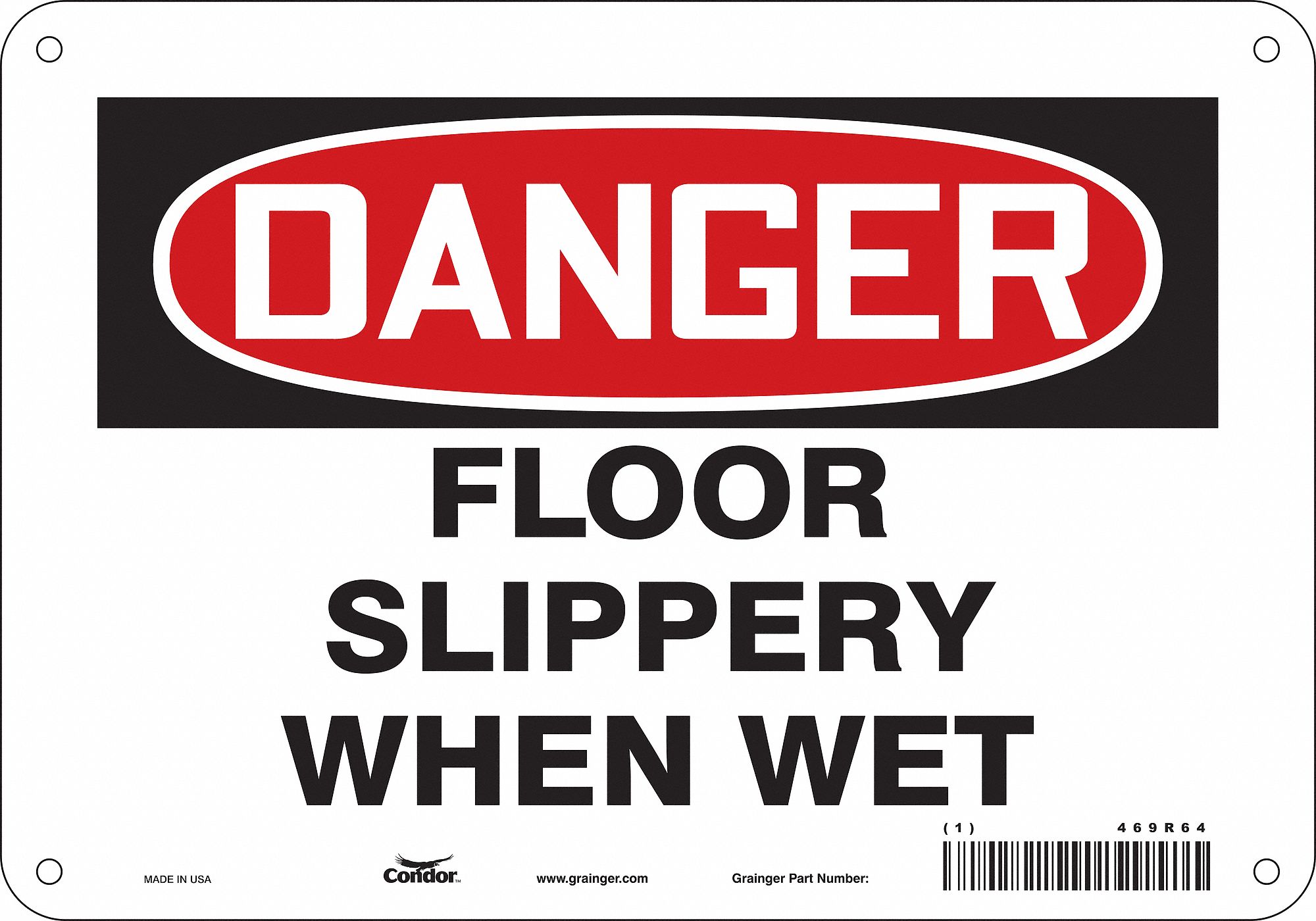 Safety Sign: Aluminum, Mounting Holes Sign Mounting, 7 in x 10 in Nominal Sign Size, 0.032 in Thick