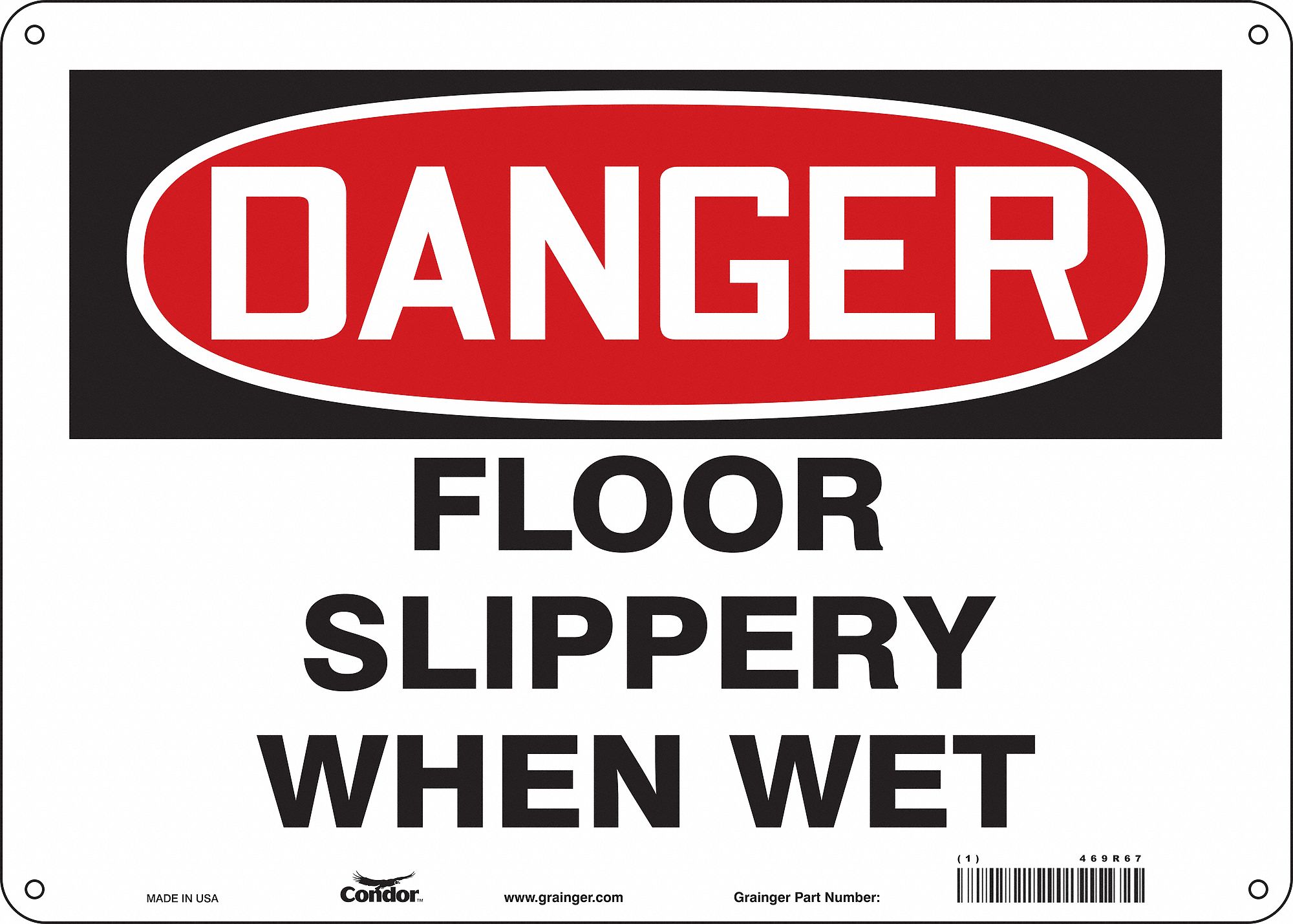 Safety Sign: Polyethylene, Mounting Holes Sign Mounting, 10 in x 14 in Nominal Sign Size, Danger