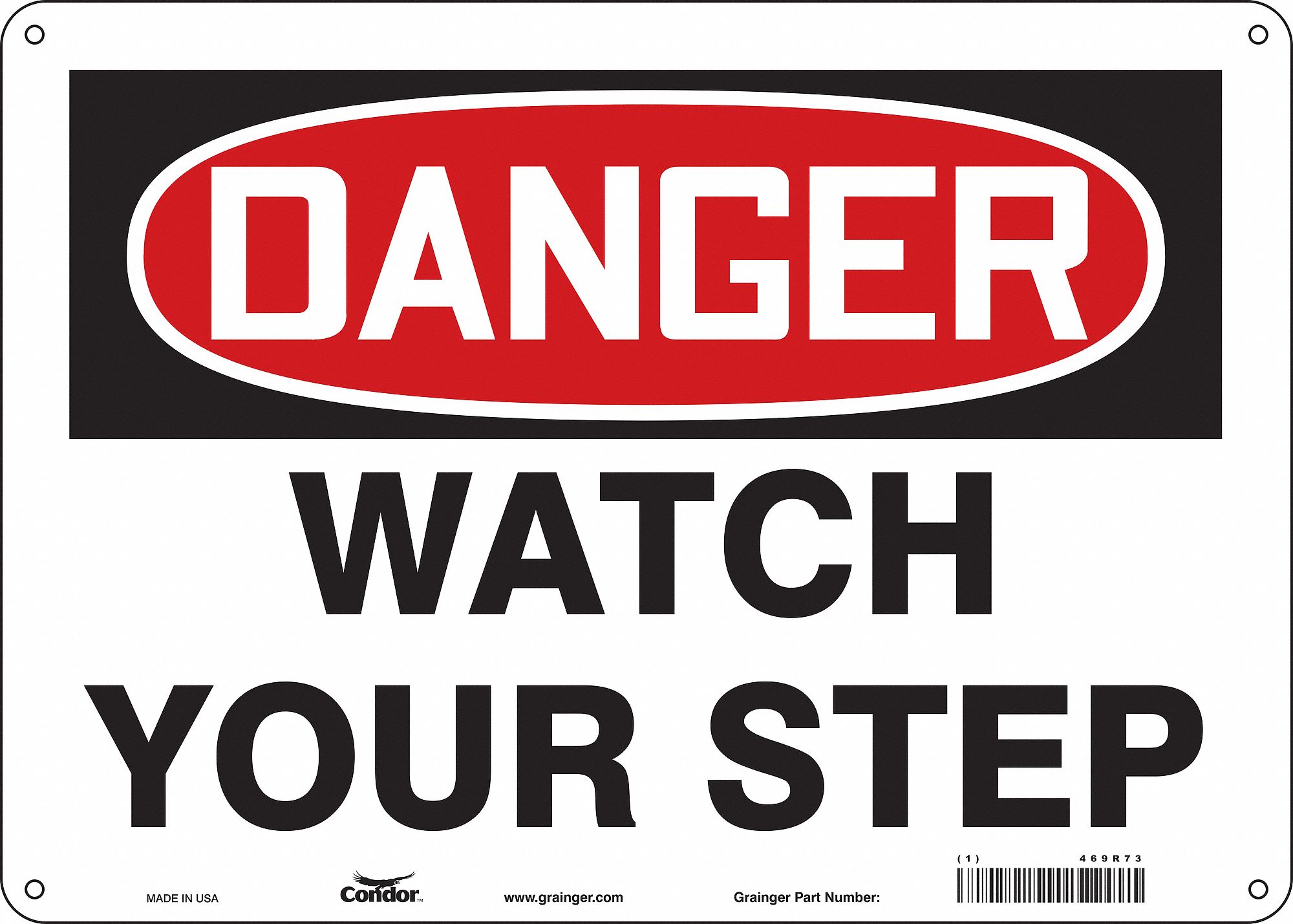Safety Sign: Polyethylene, Mounting Holes Sign Mounting, 10 in x 14 in Nominal Sign Size, Danger