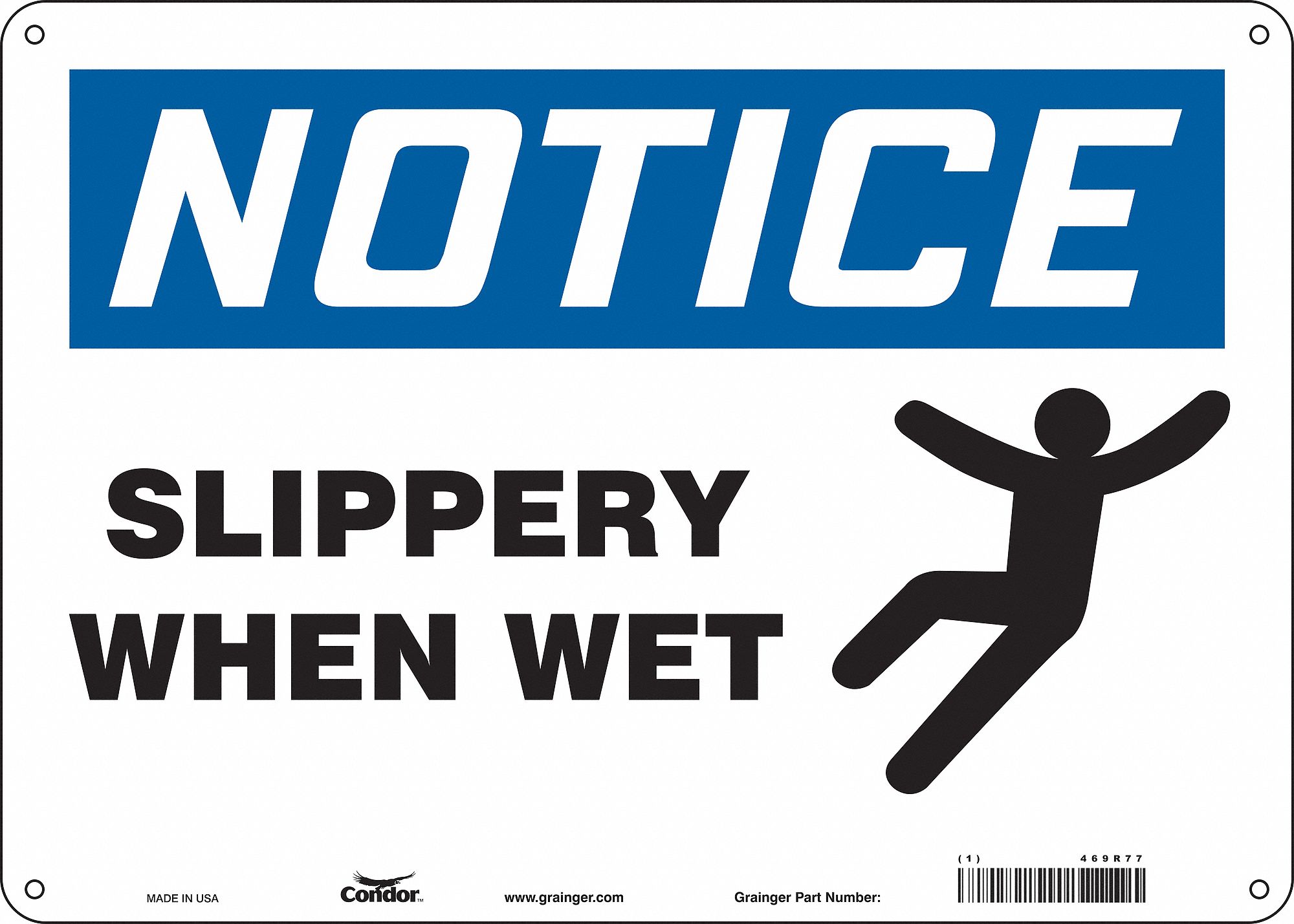 Safety Sign: Aluminum, Mounting Holes Sign Mounting, 10 in x 14 in Nominal Sign Size, 0.032 in Thick