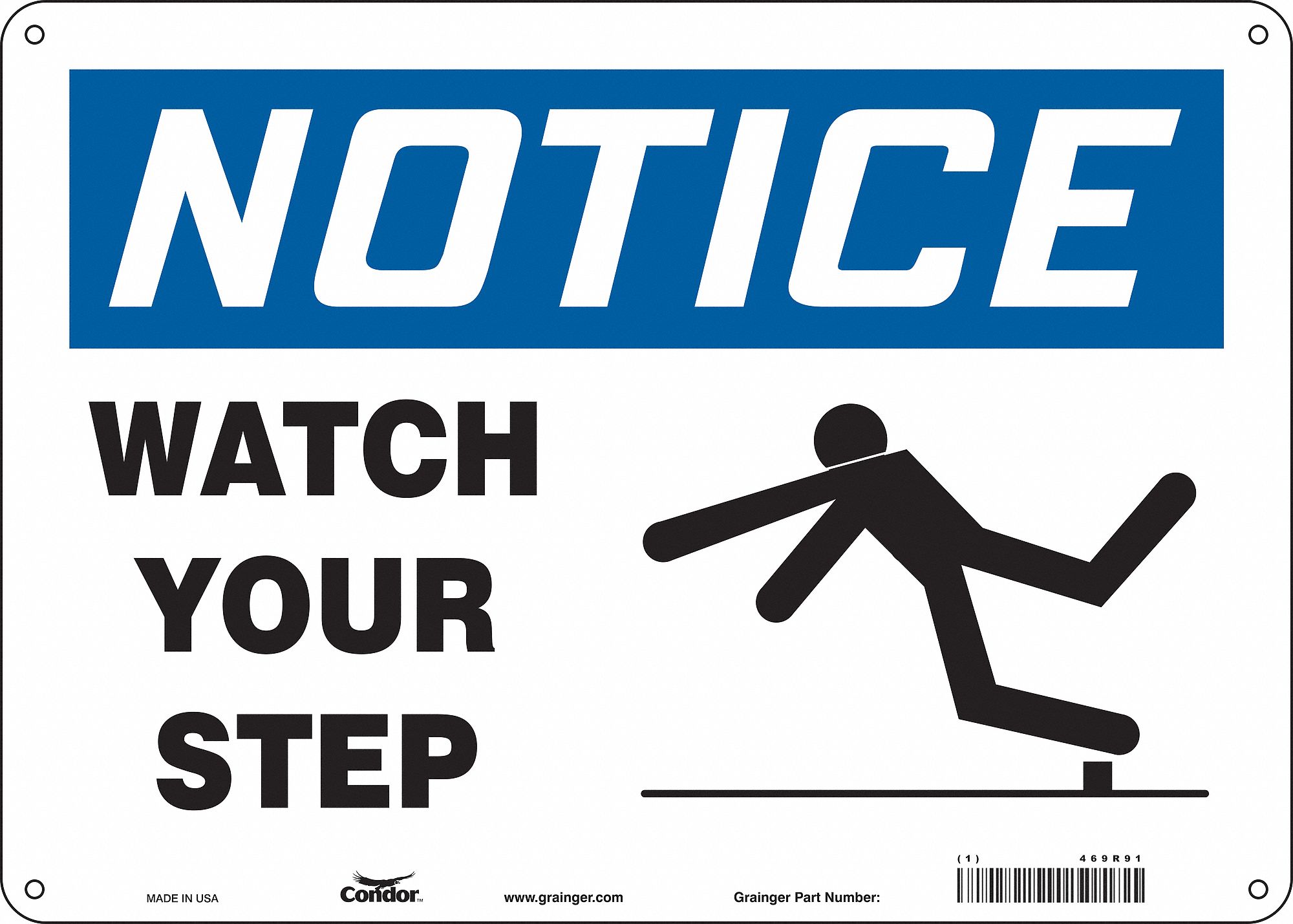 Safety Sign: Polyethylene, Mounting Holes Sign Mounting, 10 in x 14 in Nominal Sign Size, Notice