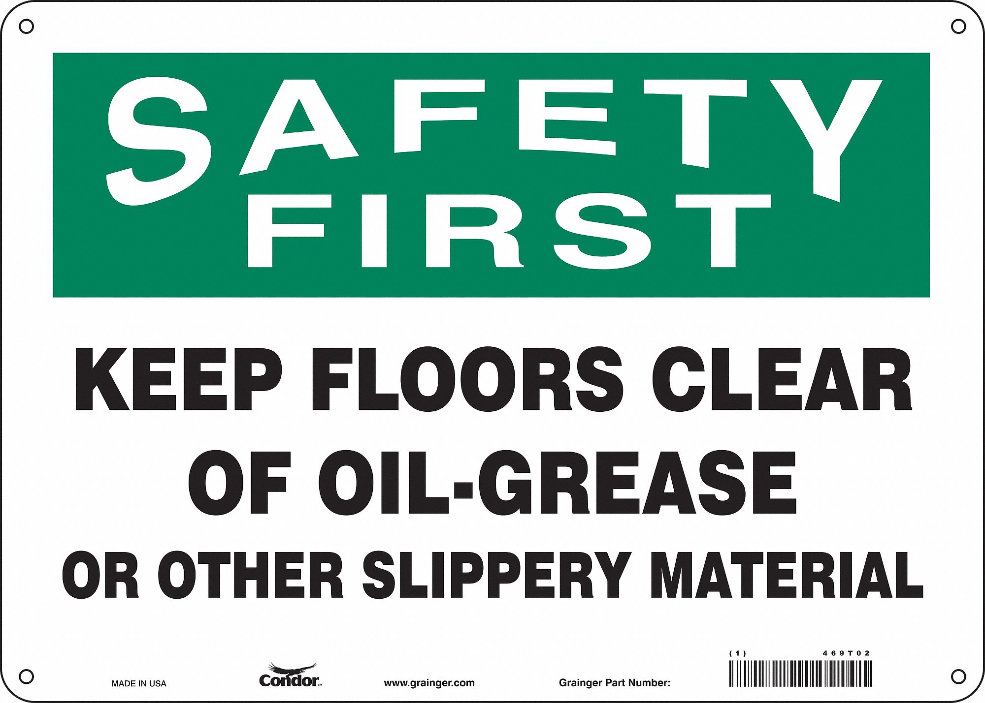 Safety Sign: Aluminum, Mounting Holes Sign Mounting, 10 in x 14 in Nominal Sign Size, 0.032 in Thick