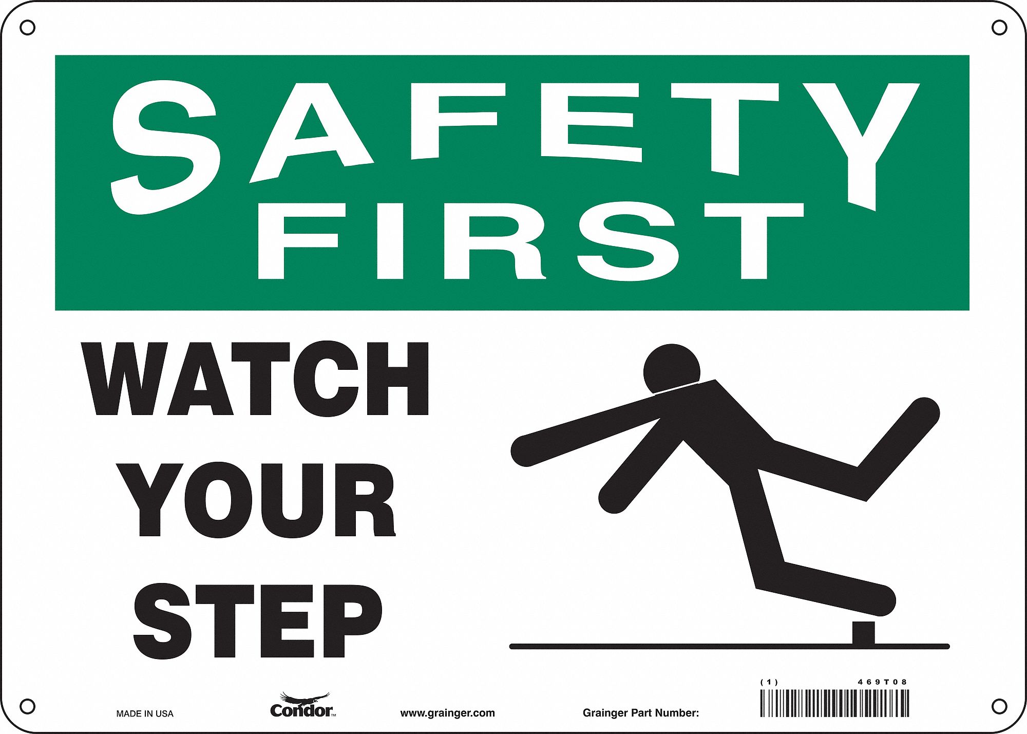 Safety Sign: Aluminum, Mounting Holes Sign Mounting, 10 in x 14 in Nominal Sign Size, 0.032 in Thick