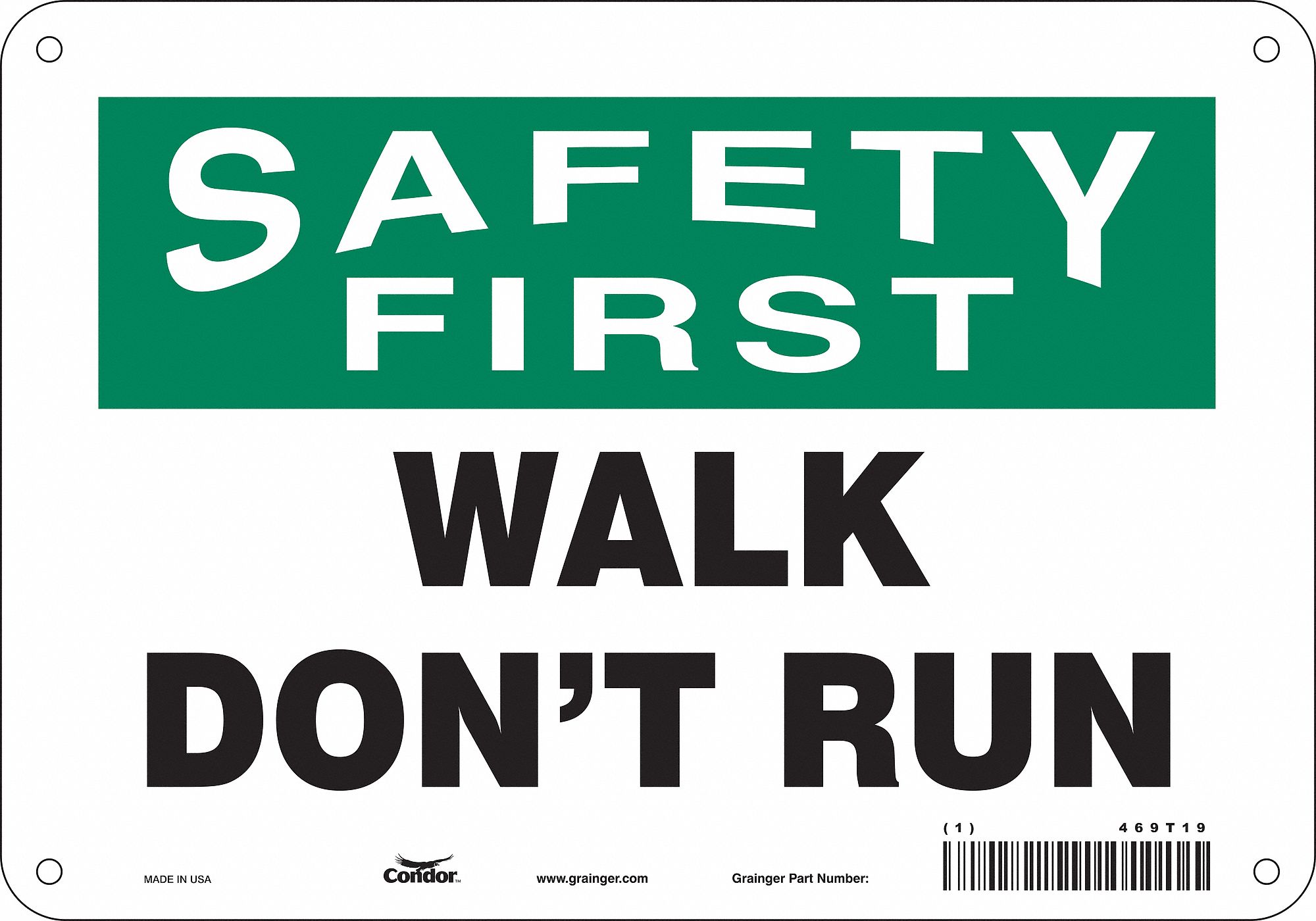 Safety Sign: Aluminum, Mounting Holes Sign Mounting, 7 in x 10 in Nominal Sign Size, 0.032 in Thick