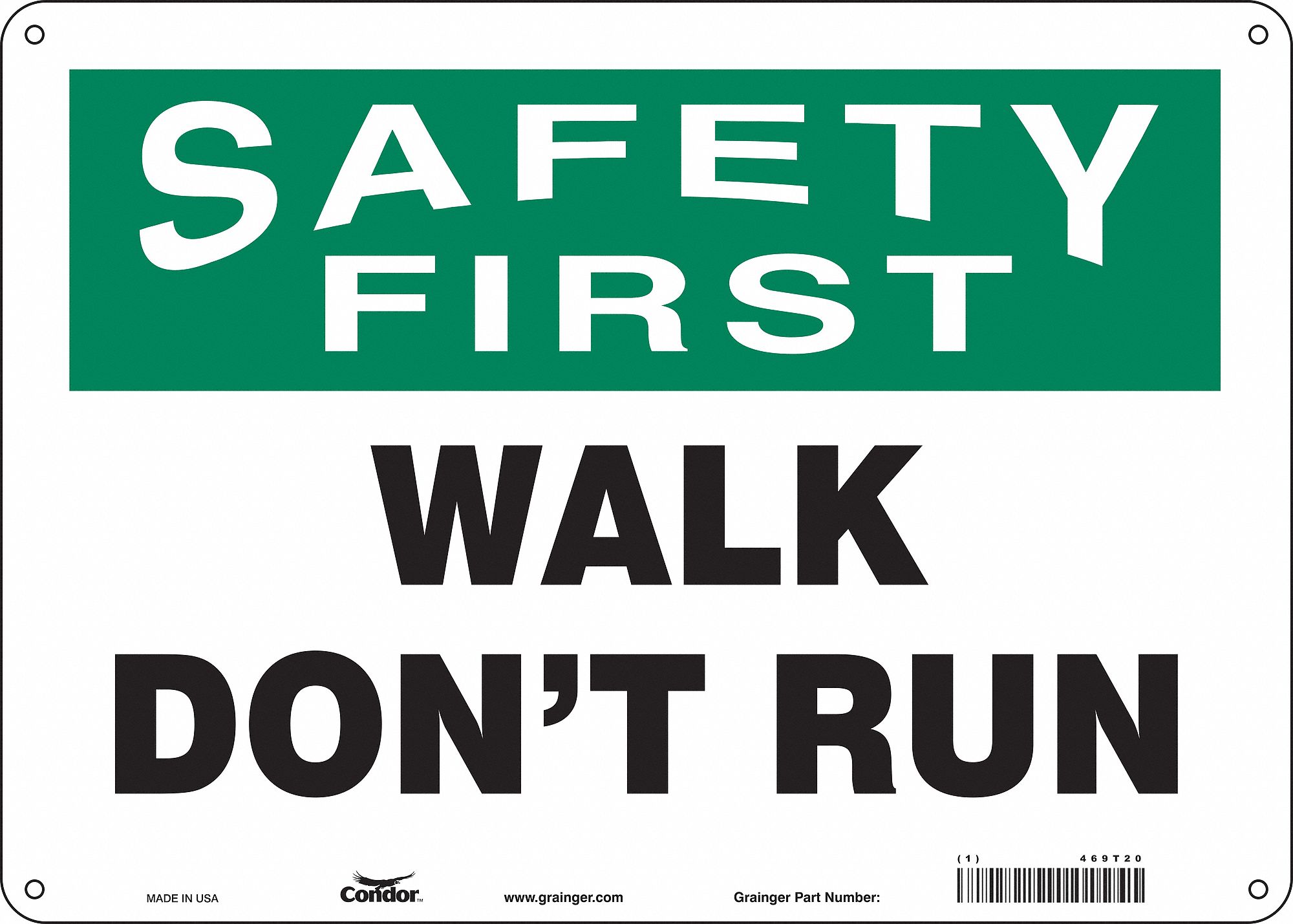 Safety Sign: Aluminum, Mounting Holes Sign Mounting, 10 in x 14 in Nominal Sign Size, 0.032 in Thick