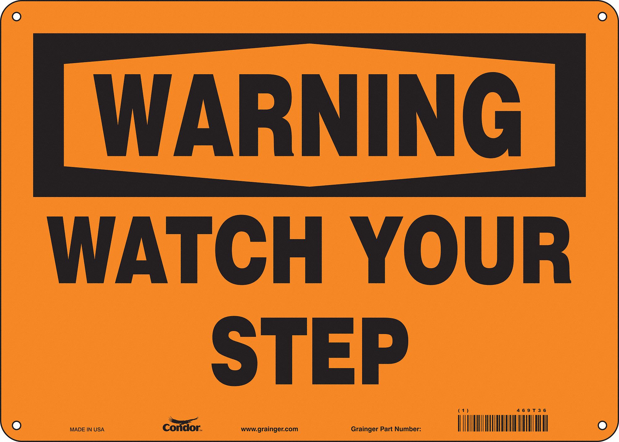 Safety Sign: Polyethylene, Mounting Holes Sign Mounting, 10 in x 14 in Nominal Sign Size, Warning