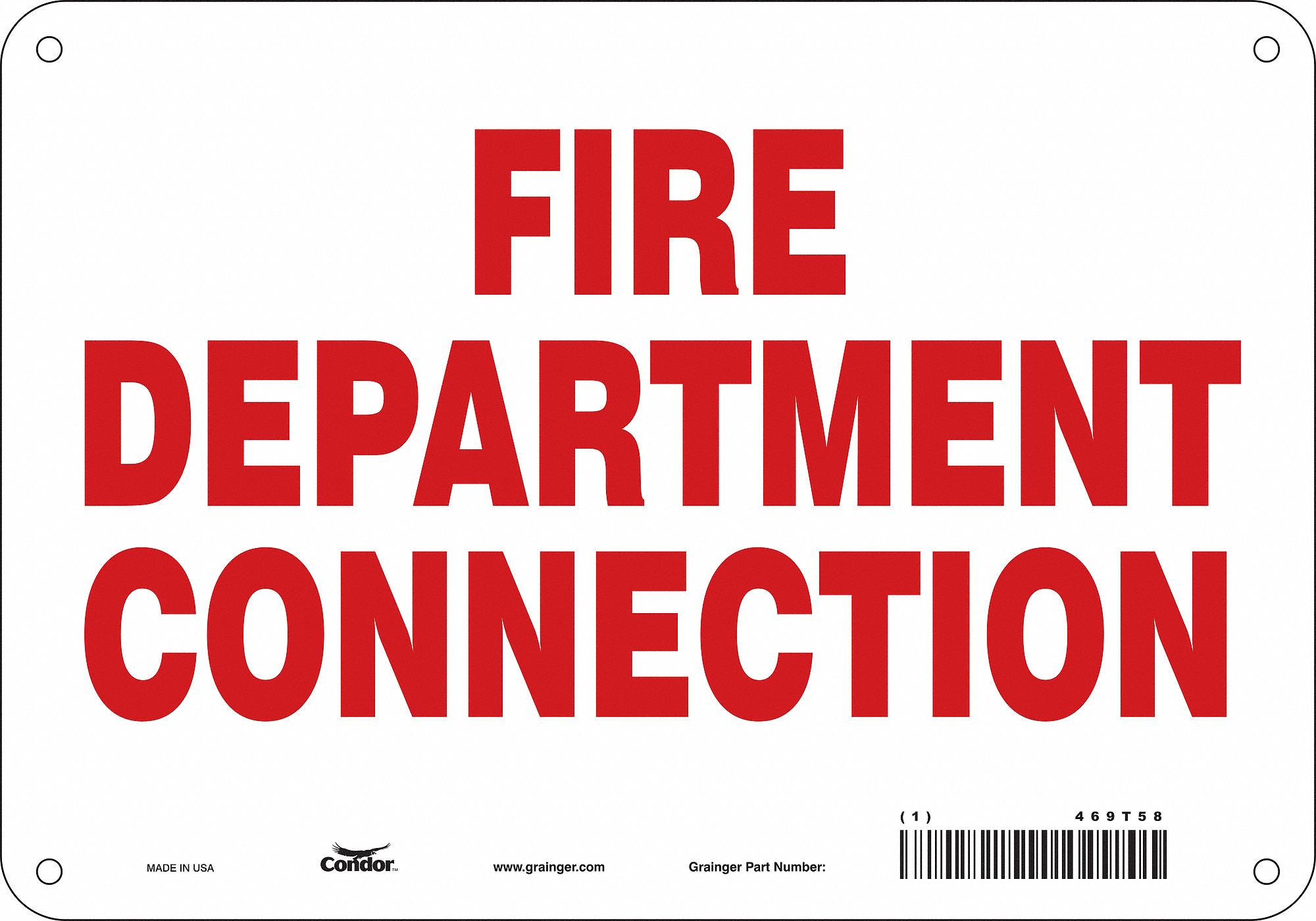 Safety Sign: Polyethylene, Mounting Holes Sign Mounting, 7 in x 10 in Nominal Sign Size, No Header