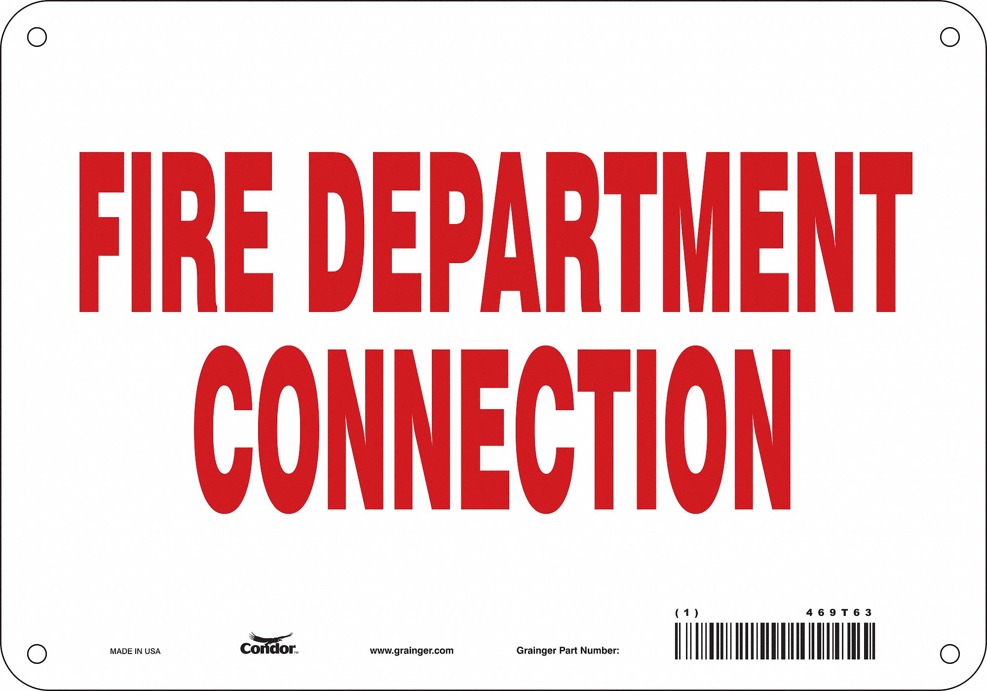 Safety Sign: Polyethylene, Mounting Holes Sign Mounting, 7 in x 10 in Nominal Sign Size, No Header