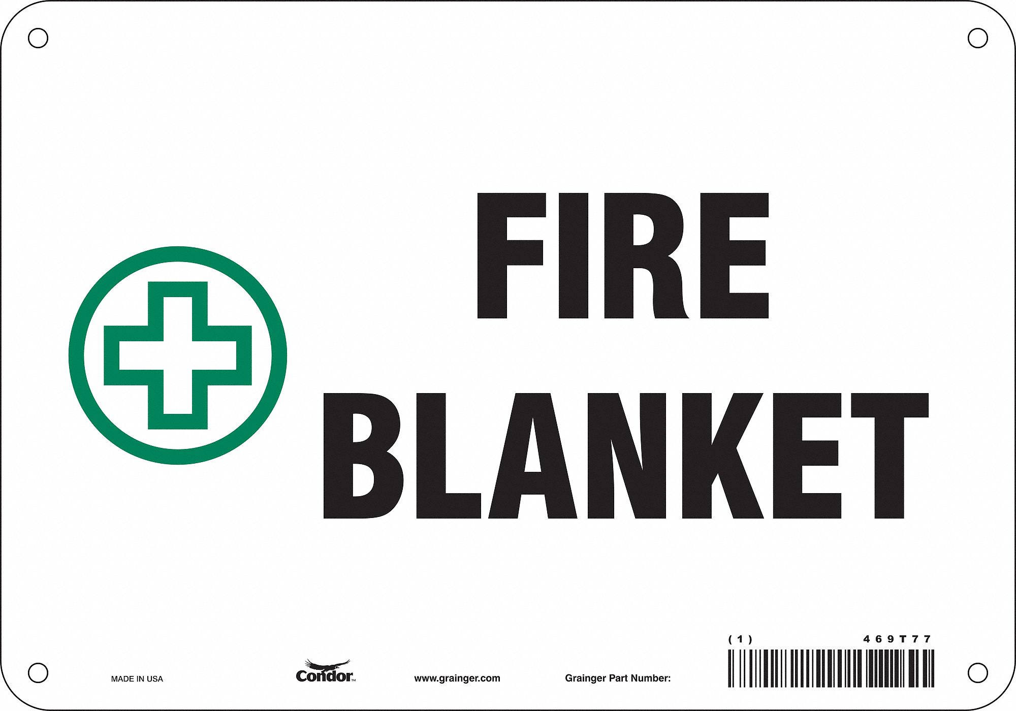 Safety Sign: Aluminum, Mounting Holes Sign Mounting, 7 in x 10 in Nominal Sign Size, 0.032 in Thick
