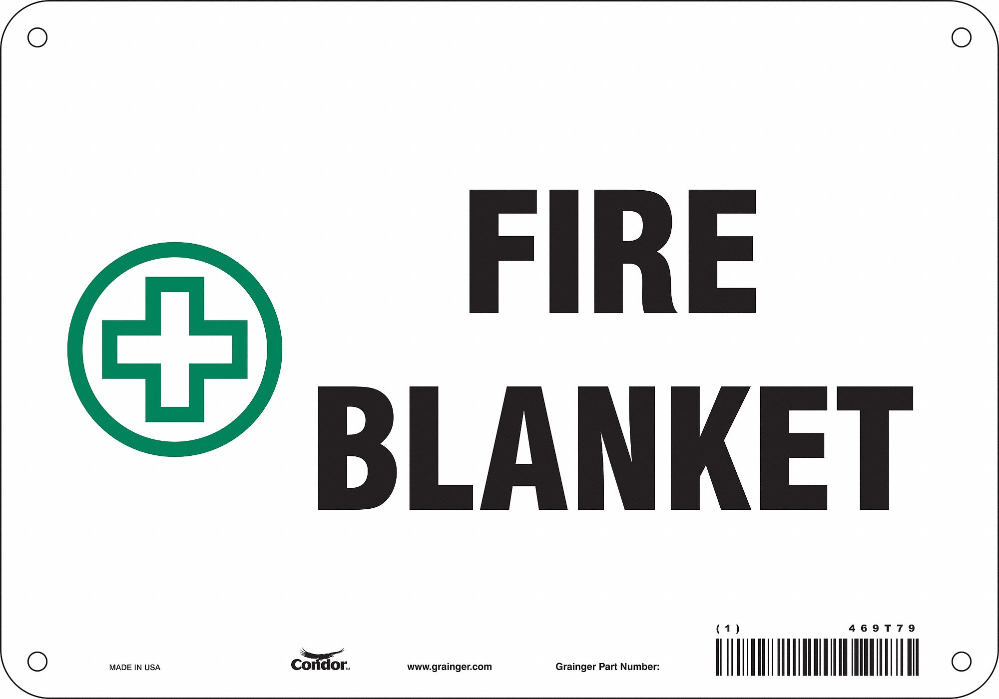 Safety Sign: Polyethylene, Mounting Holes Sign Mounting, 7 in x 10 in Nominal Sign Size