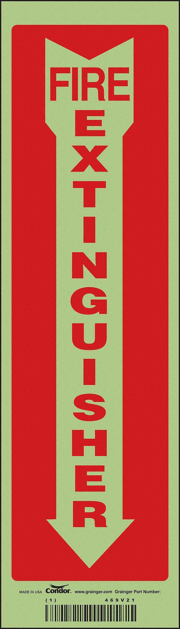 Safety Sign: Glow Vinyl, Adhesive Sign Mounting, 14 in x 4 in Nominal Sign Size, Not Retroreflective