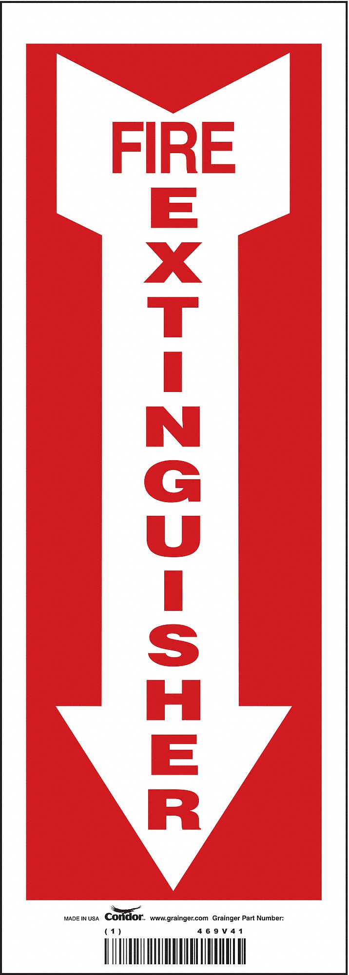 SAFETY SIGN, VINYL, ADHESIVE MOUNT, 14 IN X 5 IN NOMINAL SIGN SIZE, NOT RETROREFLECTIVE, FIRE EXTINGUISHER