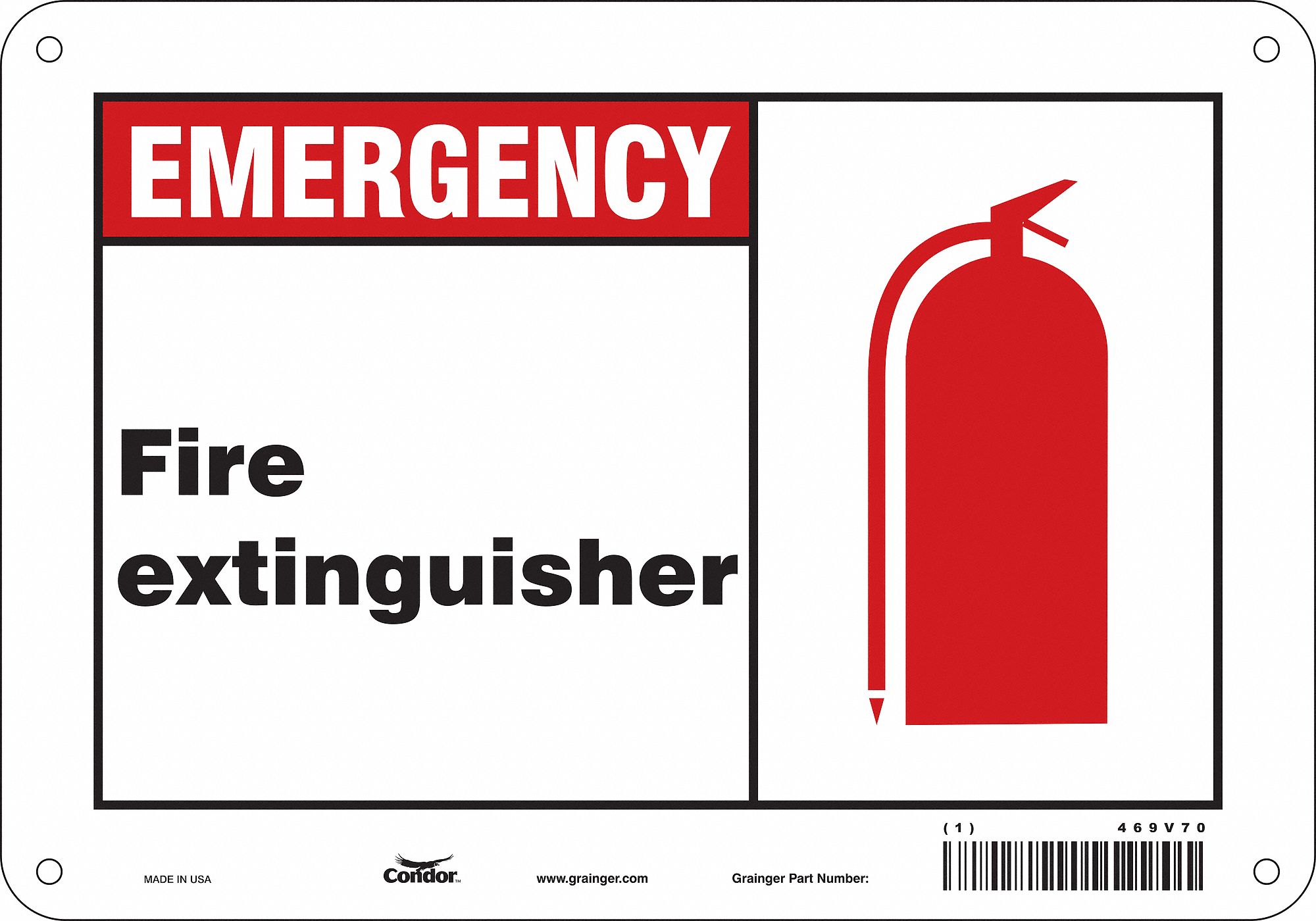 Safety Sign: Polyethylene, Mounting Holes Sign Mounting, 7 in x 10 in Nominal Sign Size