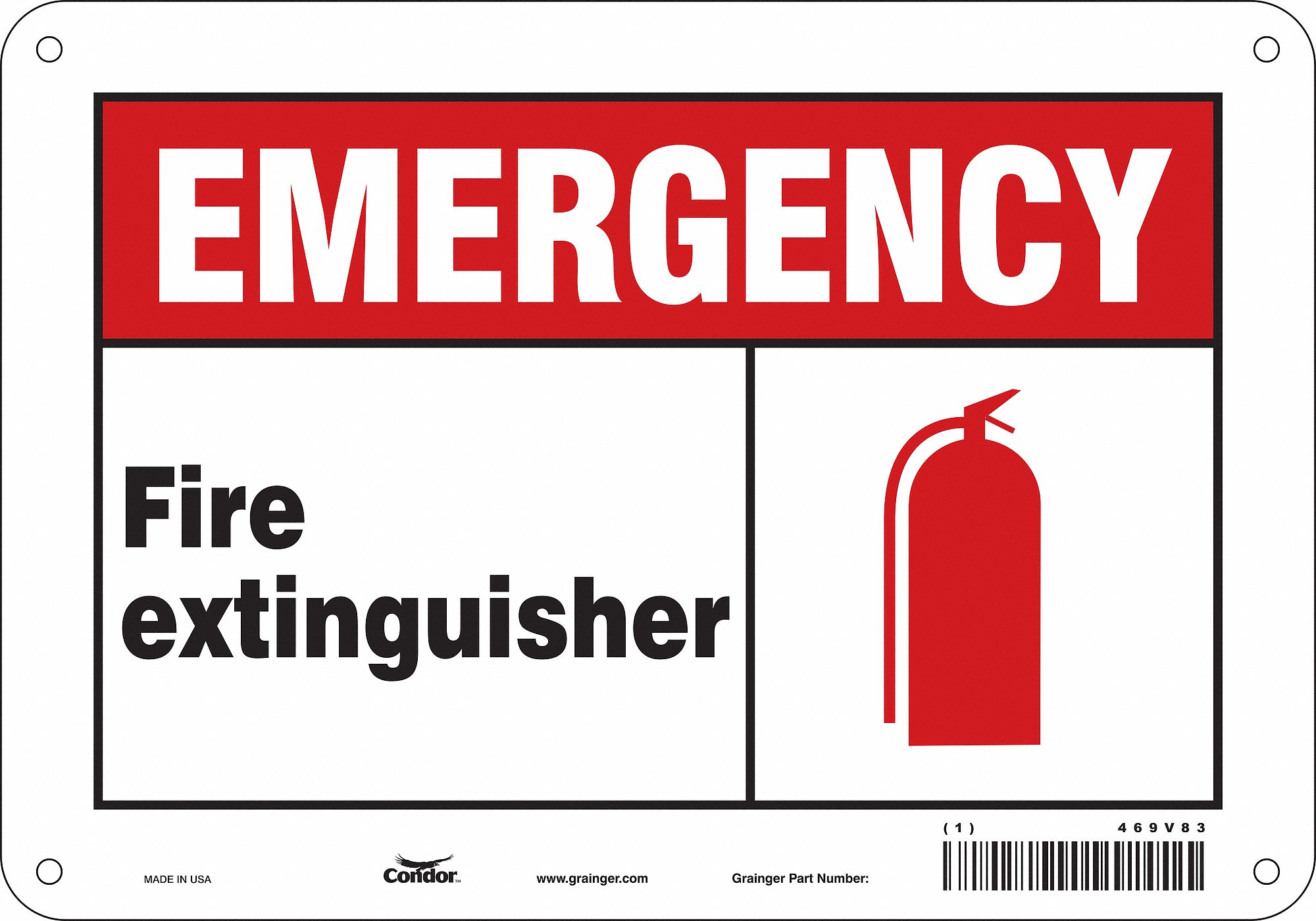 Safety Sign: Polyethylene, Mounting Holes Sign Mounting, 7 in x 10 in Nominal Sign Size