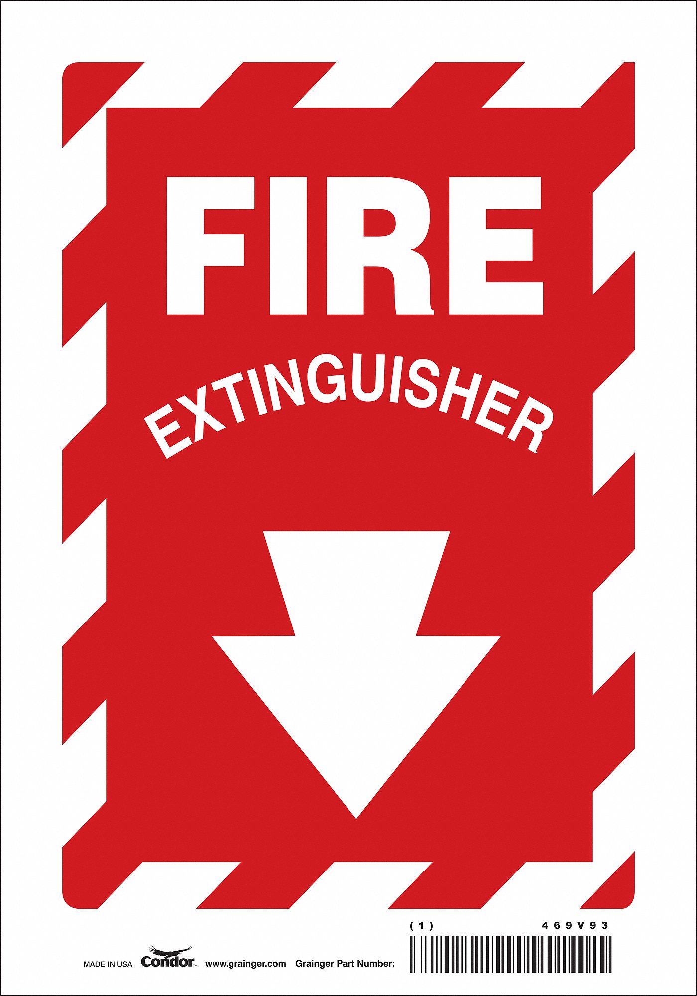 SAFETY SIGN, VINYL, ADHESIVE MOUNT, 10 IN X 7 IN NOMINAL SIGN SIZE, NOT RETROREFLECTIVE, FIRE EXTINGUISHER