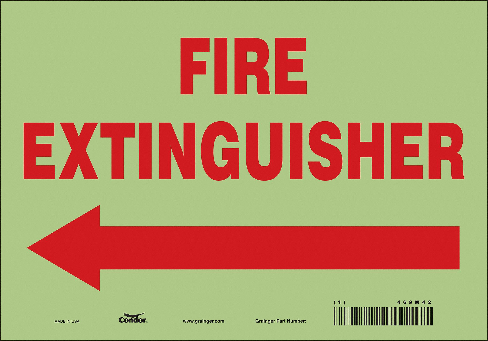 Safety Sign: Glow Vinyl, Adhesive Sign Mounting, 7 in x 10 in Nominal Sign Size, Not Retroreflective