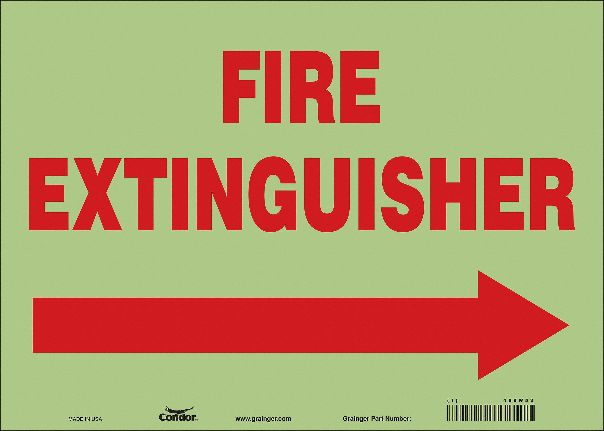 Safety Sign: Glow Vinyl, Adhesive Sign Mounting, 10 in x 14 in Nominal Sign Size, Glow In The Dark