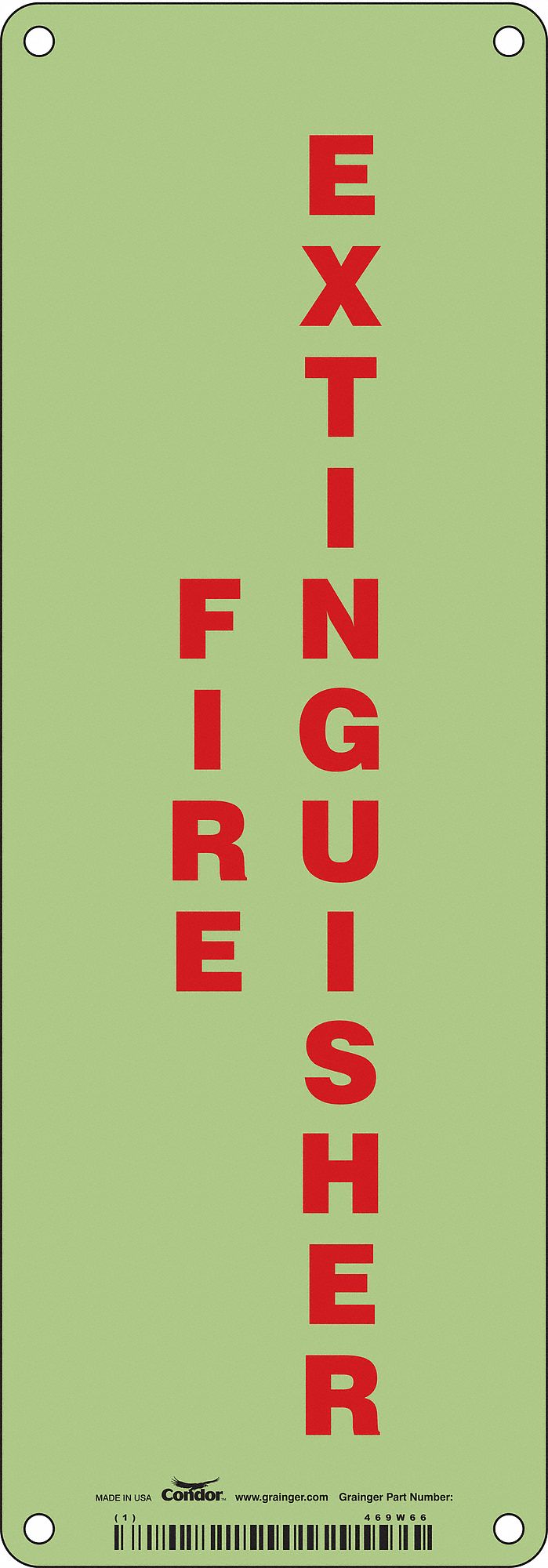 Safety Sign, 10 in x 3 1/2 in, Glow Vinyl